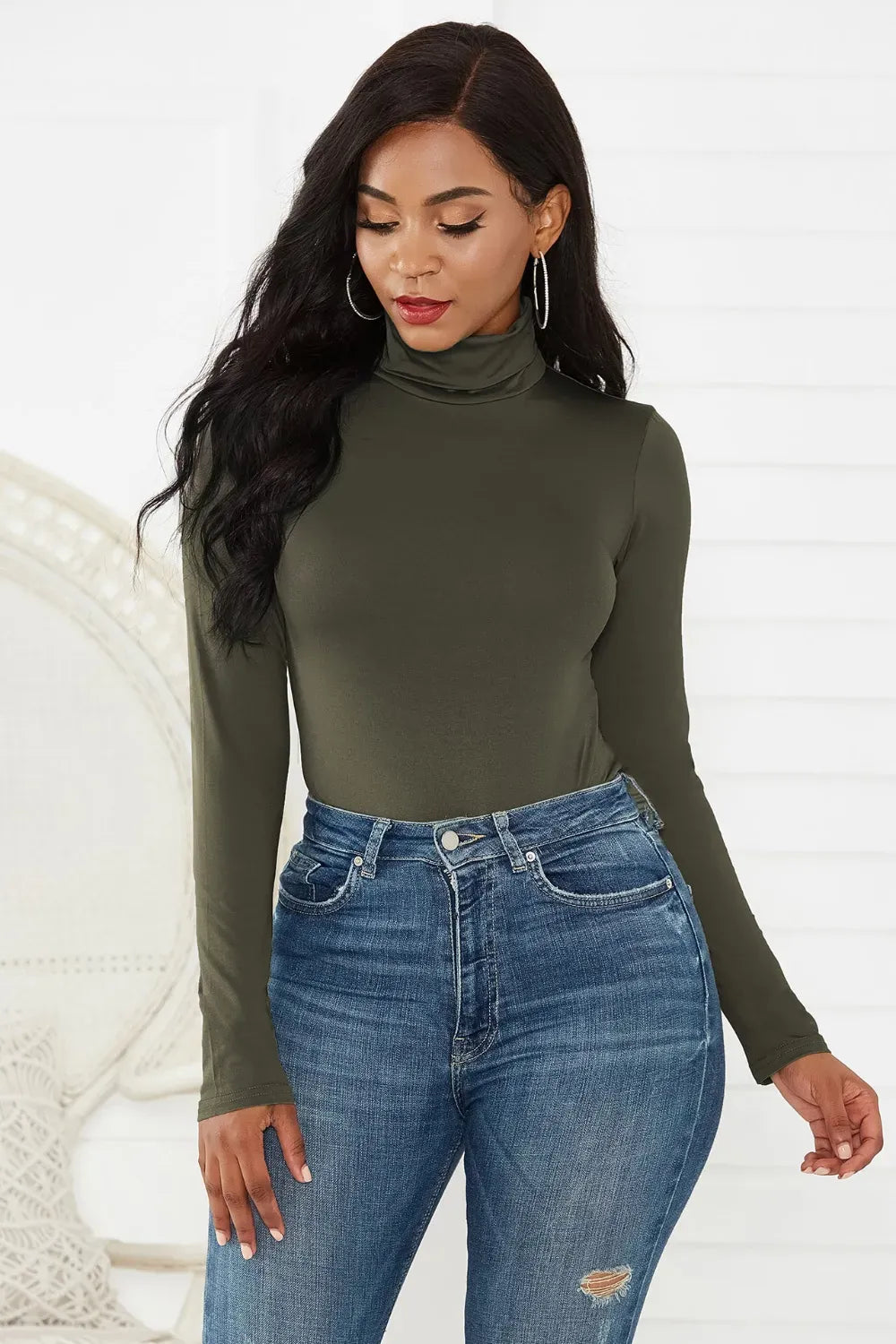 Trendsi Top Turtleneck Long Sleeve Bodysuit