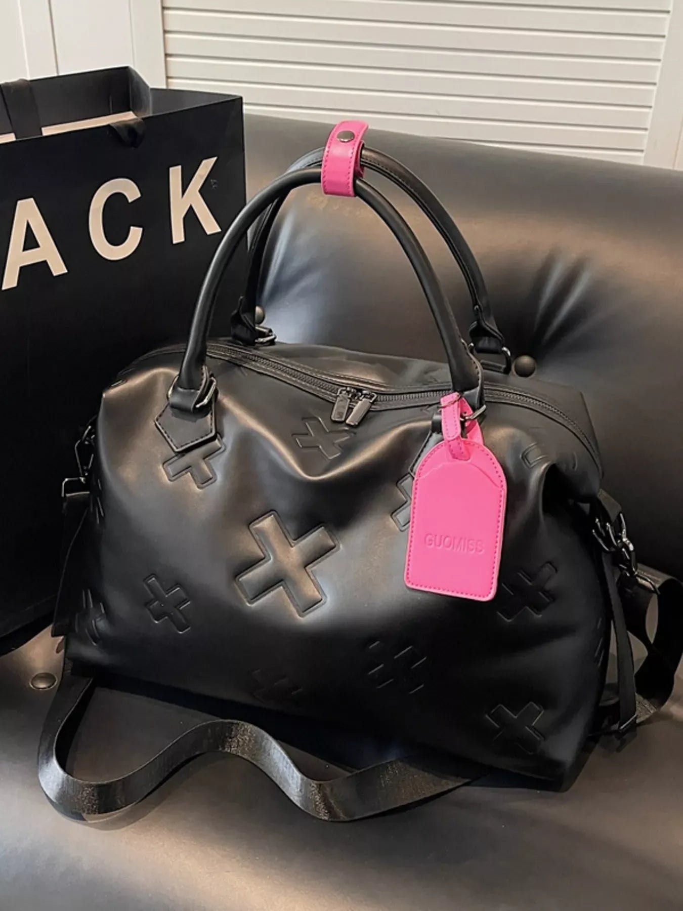 Trendsi Black / One Size Embossed Duffle Bag
