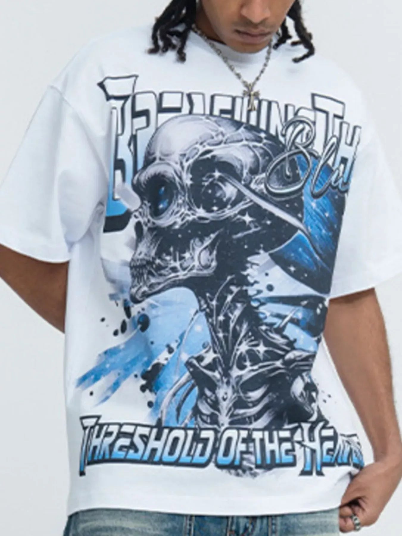 Trendsi White / S Men's Skull Graphic Round Neck T-Shirt