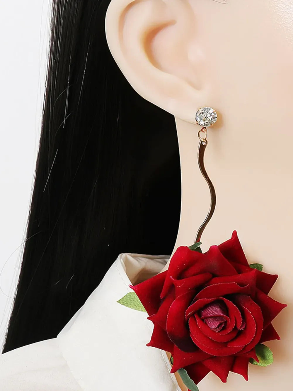 Trendsi Alloy Rose Dangle Earrings