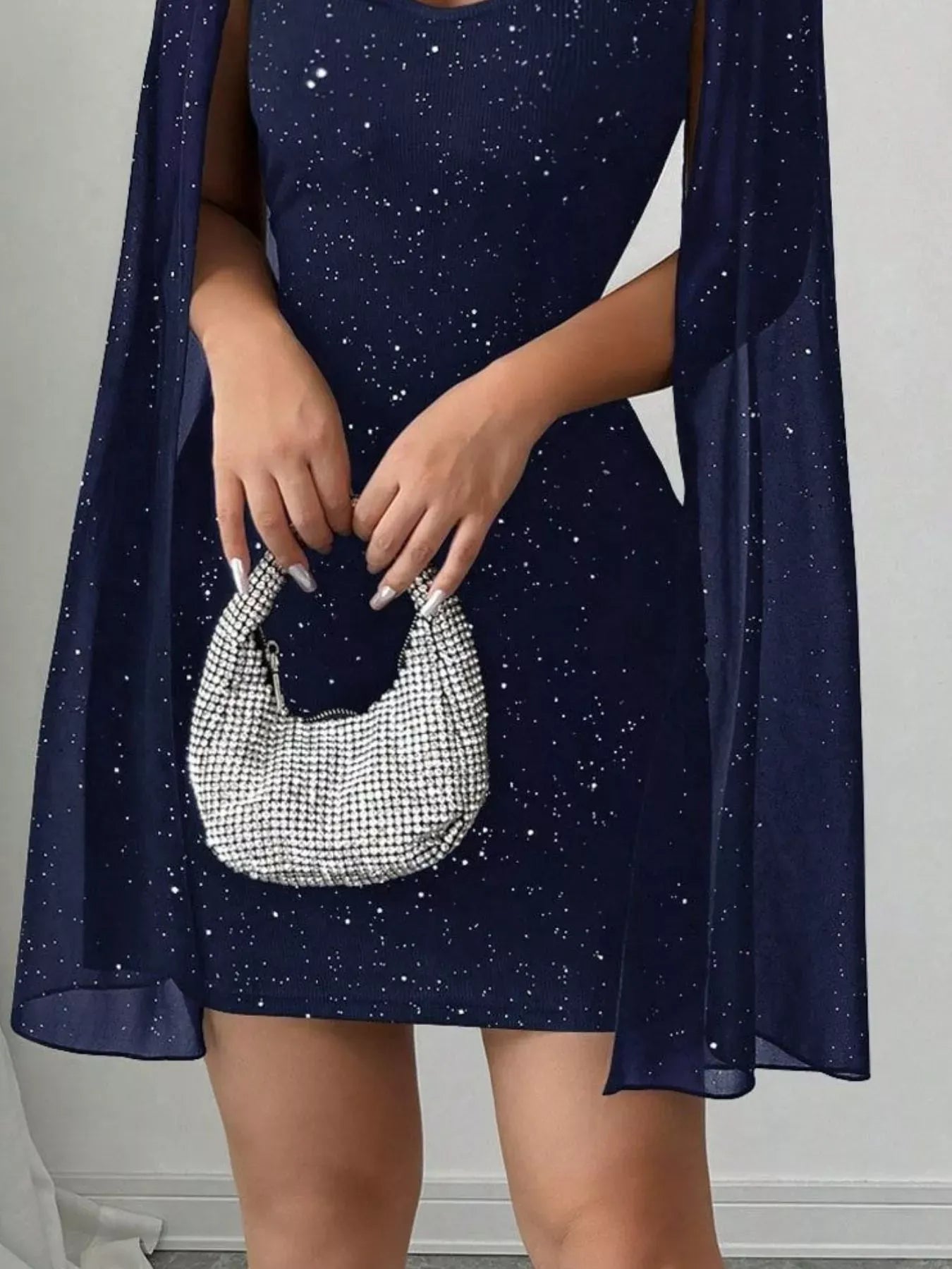 Trendsi Cutout Bodycon Mini Dress with Cape Sleeves