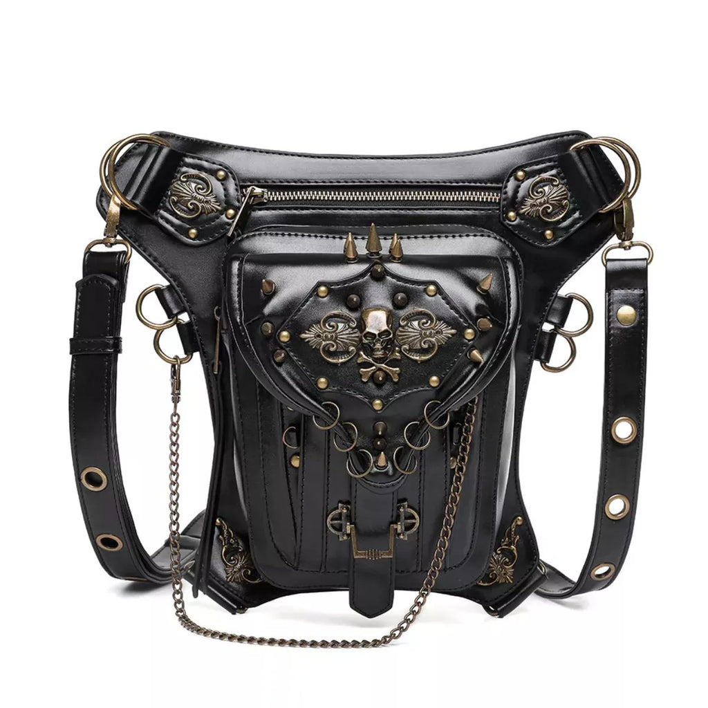 Trendsi Black / ONESIZE Steampunk Skull Decor Crossbody Bag