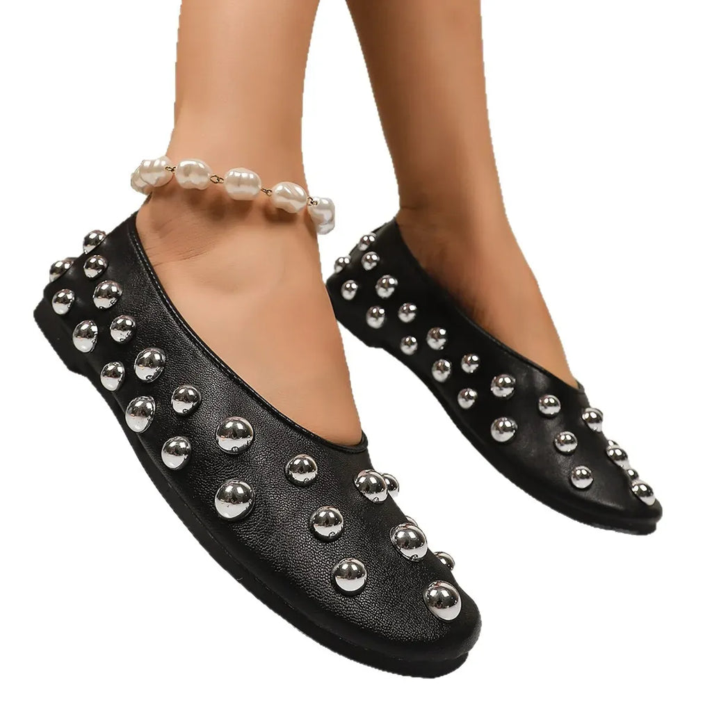 Trendsi Studded Leather Slip-Ons