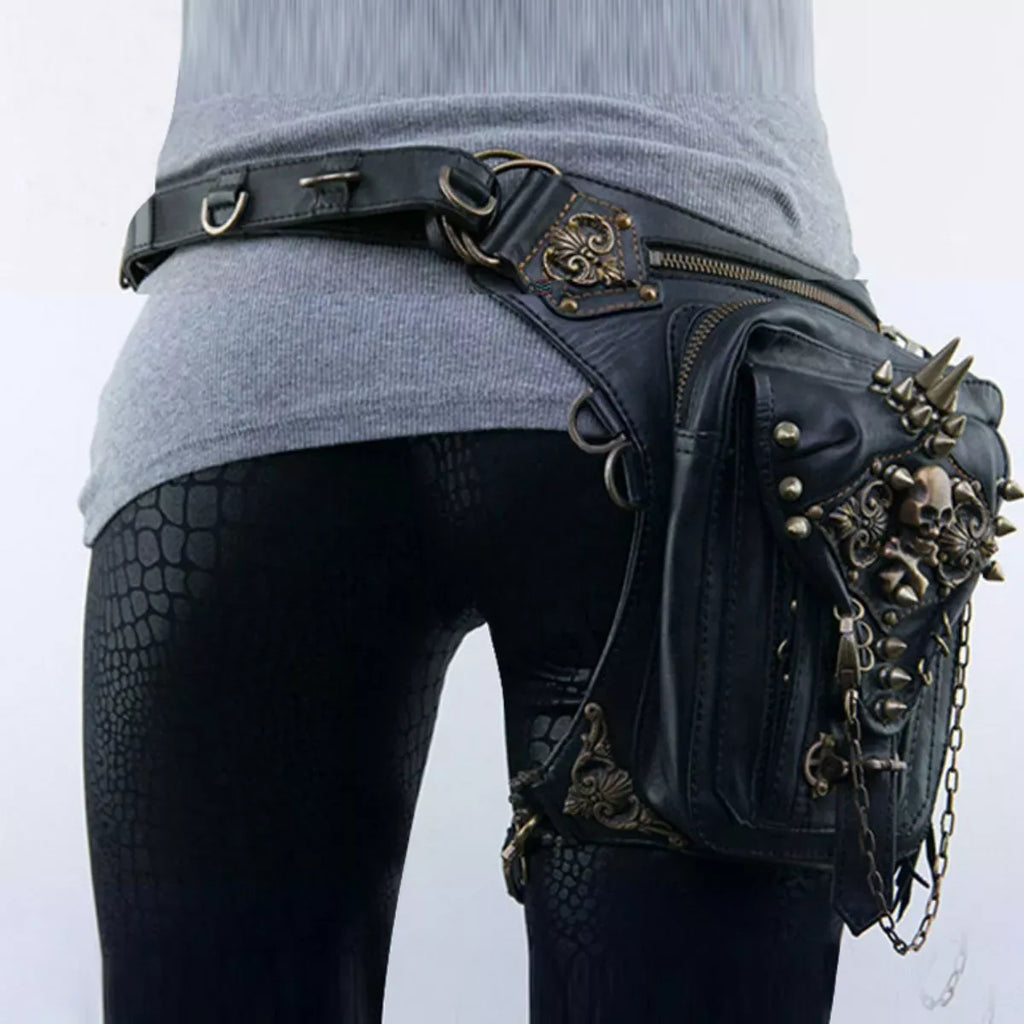 Trendsi Black / ONESIZE Steampunk Skull Decor Crossbody Bag