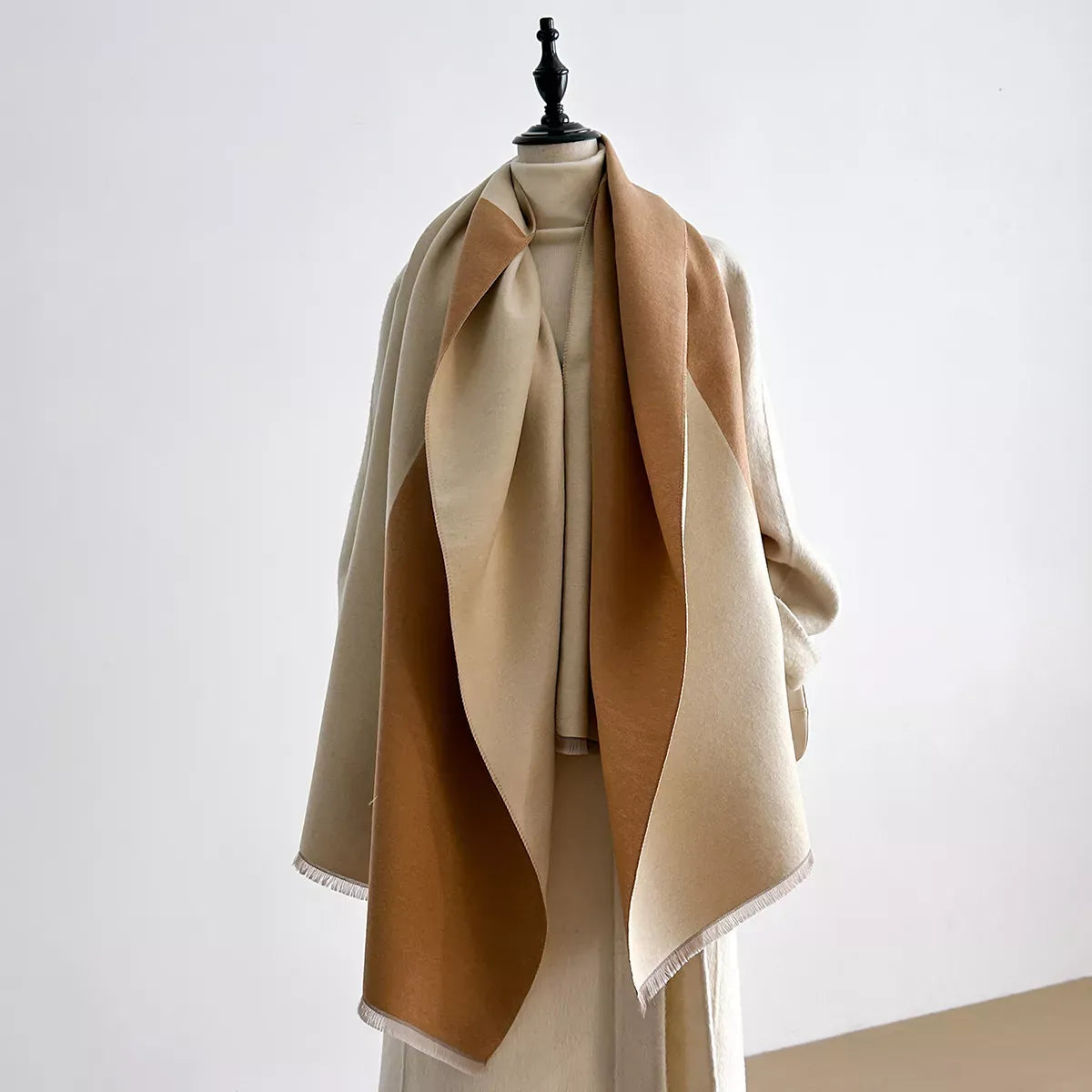 Trendsi Dust Storm / One Size Two-Tone Raw Hem Scarf