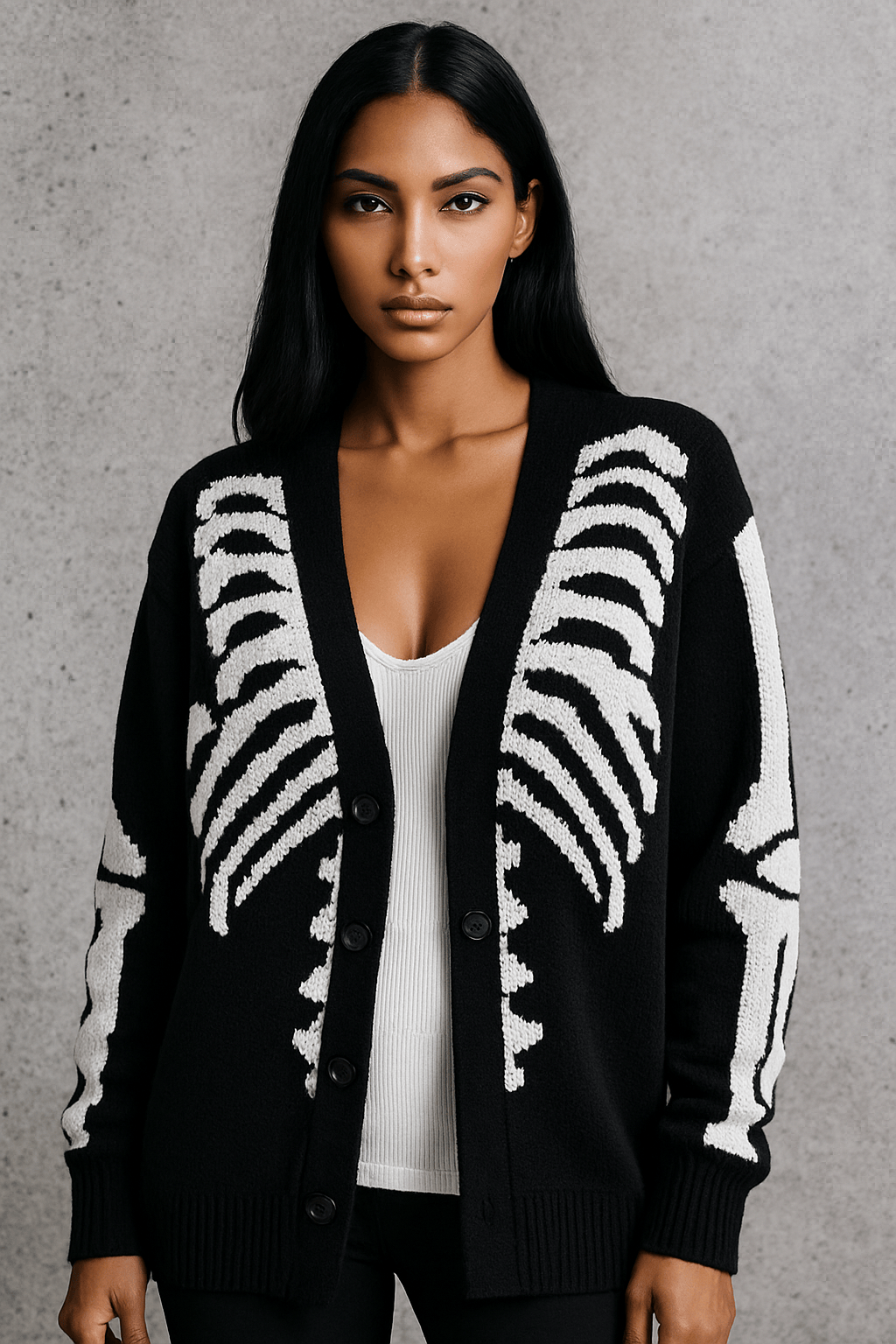 Temu Cardigan Skeleton Knit Cardigan — Dark Aesthetic Collection