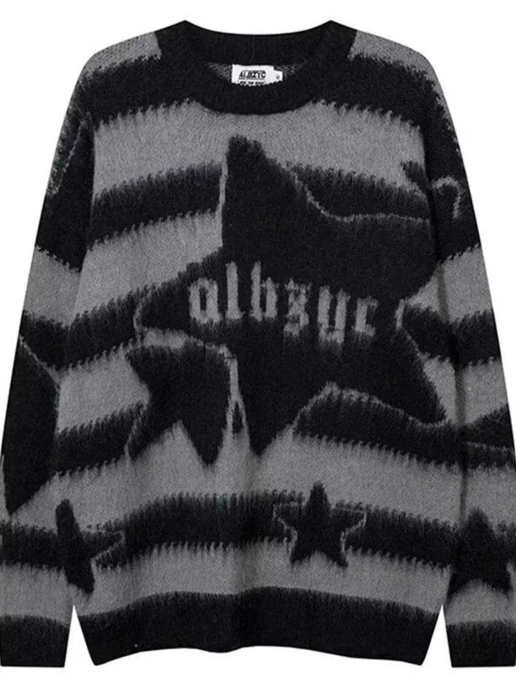 Trendsi Gray / M Men's Star Pattern Striped Knit Sweater