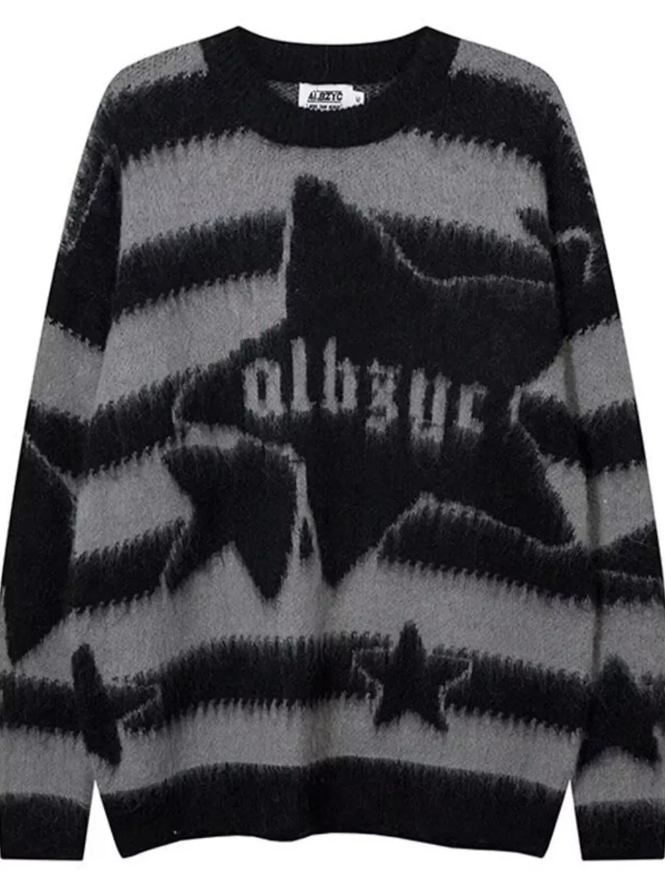 Trendsi Gray / M Men's Star Pattern Striped Knit Sweater