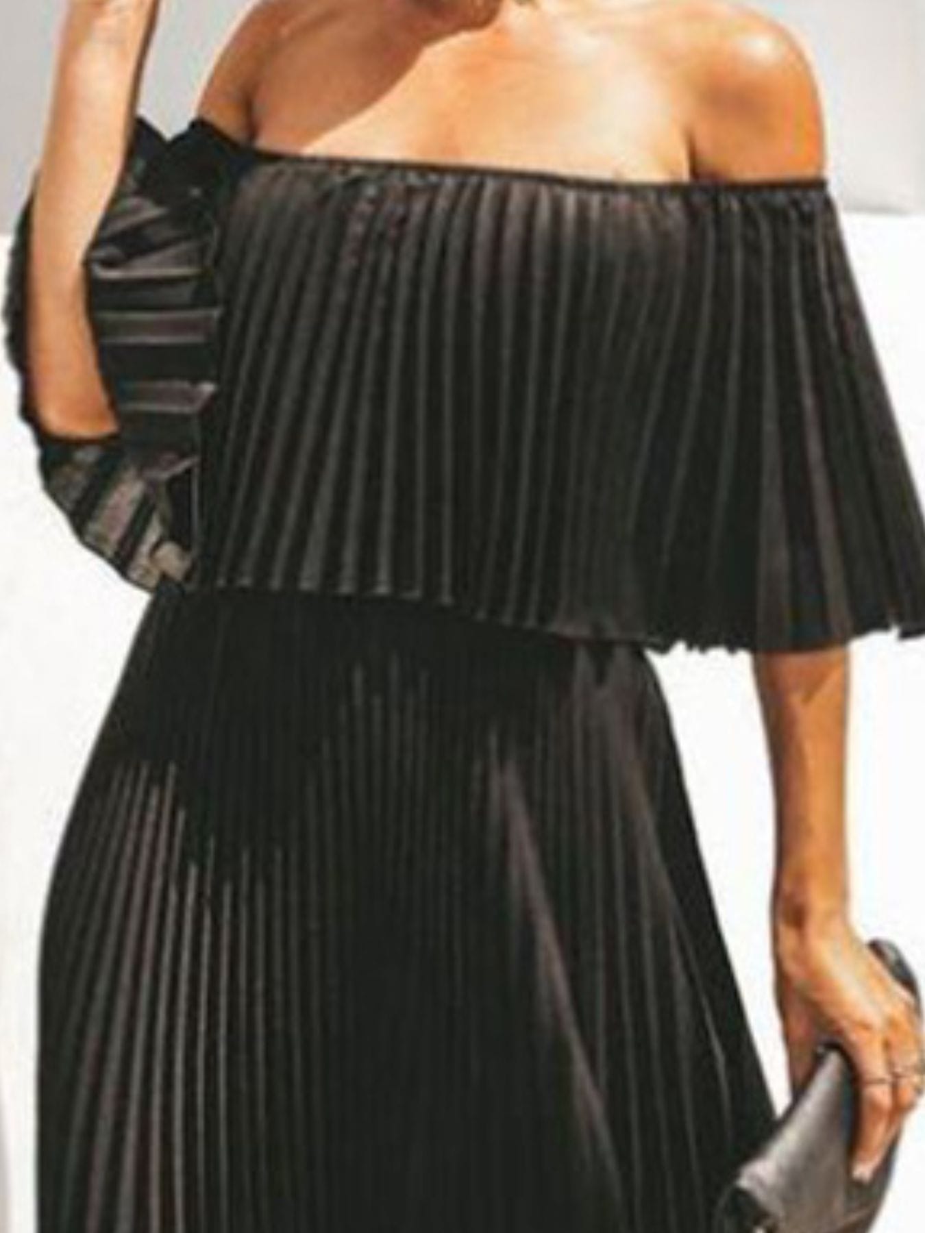 Trendsi dress Full Size Off-Shoulder Pleated Maxi Dress Plus Size