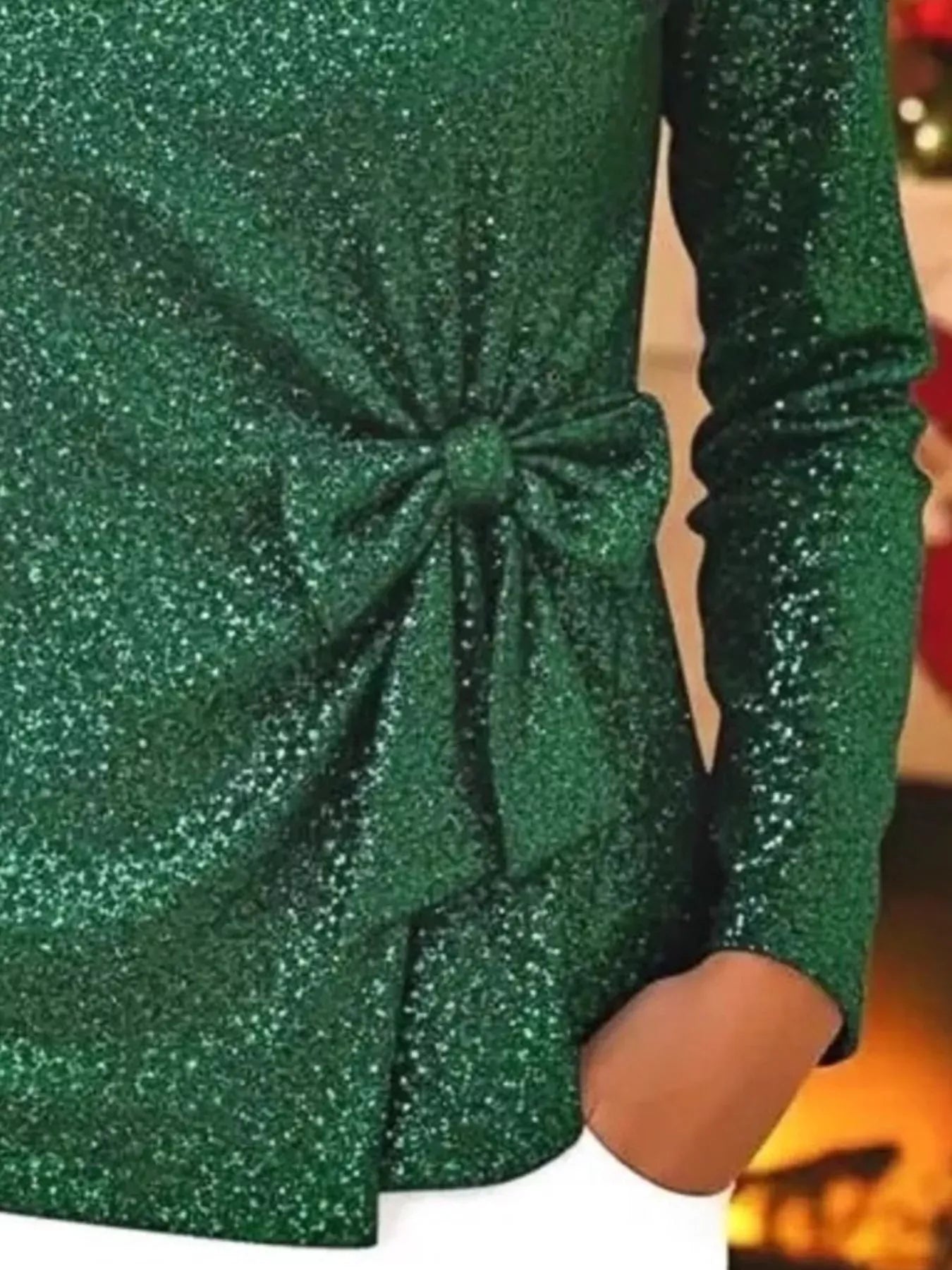 Trendsi Full Size Sequin Bow-Knot Long Sleeve Top Plus Size