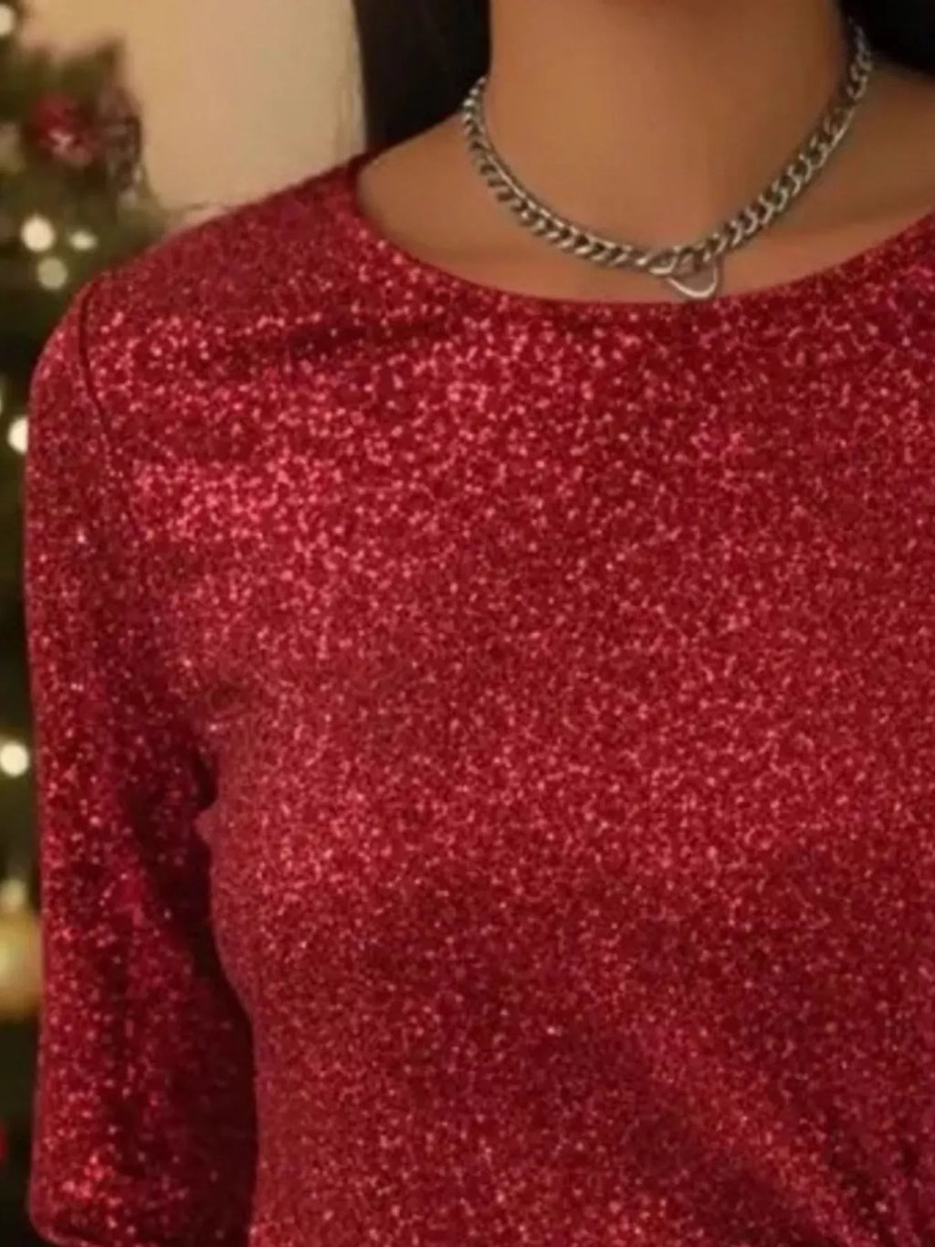Trendsi Full Size Sequin Bow-Knot Long Sleeve Top Plus Size