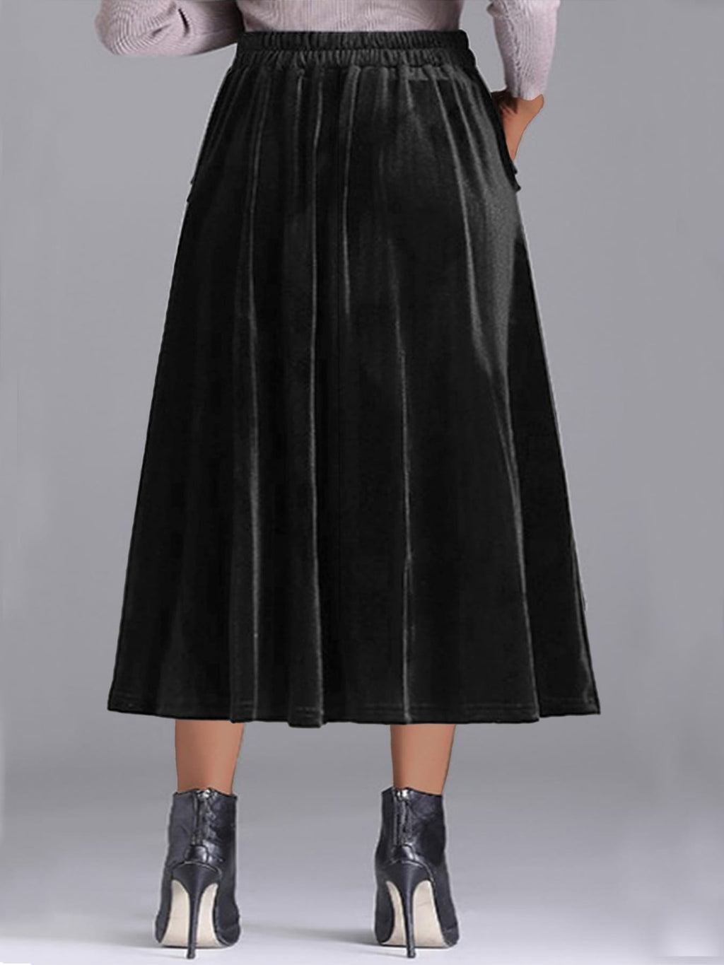Trendsi Skirt Plus Size Elegant Velvet A-Line Midi Skirt