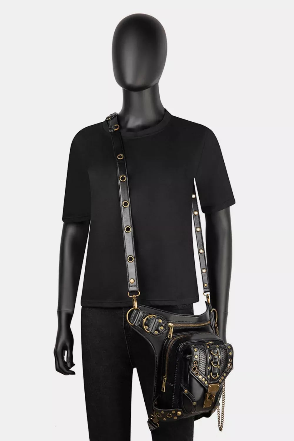 Trendsi bag Black / ONESIZE Steampunk Rivet Decor Multipurpose Crossbody Bag