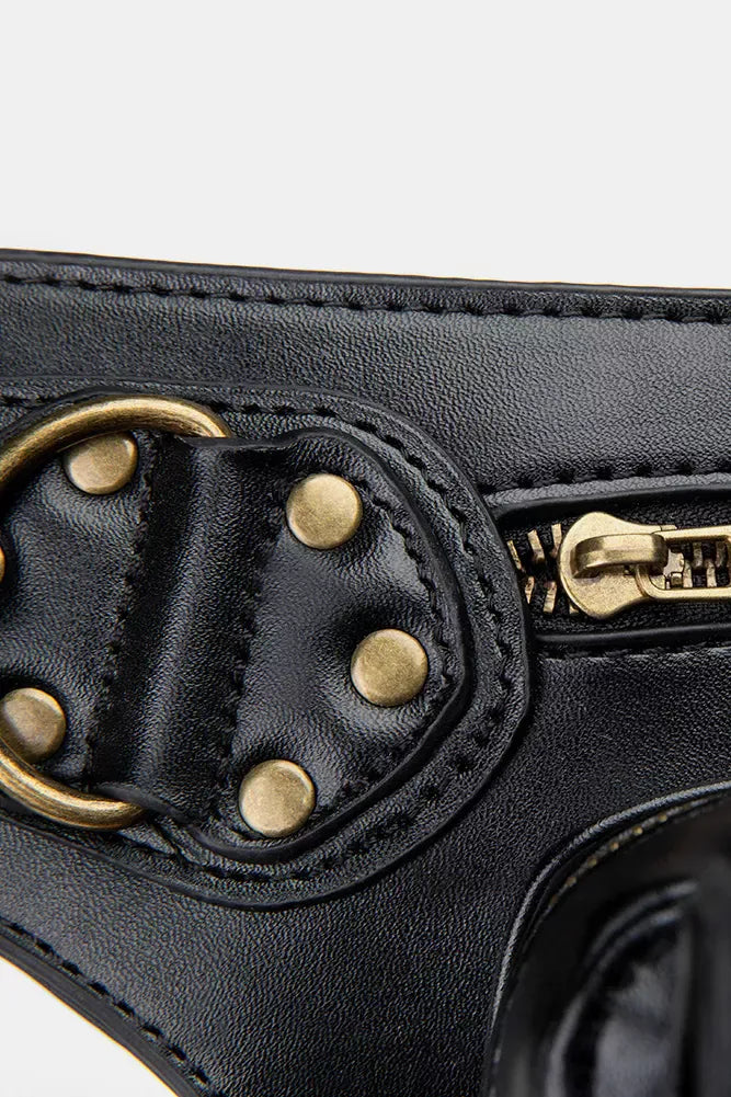 Trendsi bag Black / ONESIZE Steampunk Rivet Decor Multipurpose Crossbody Bag