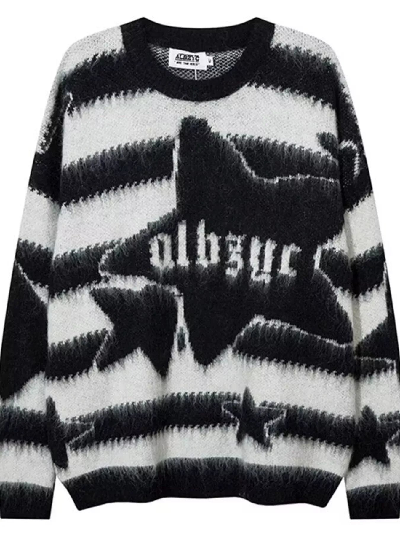 Trendsi White / M Men's Star Pattern Striped Knit Sweater