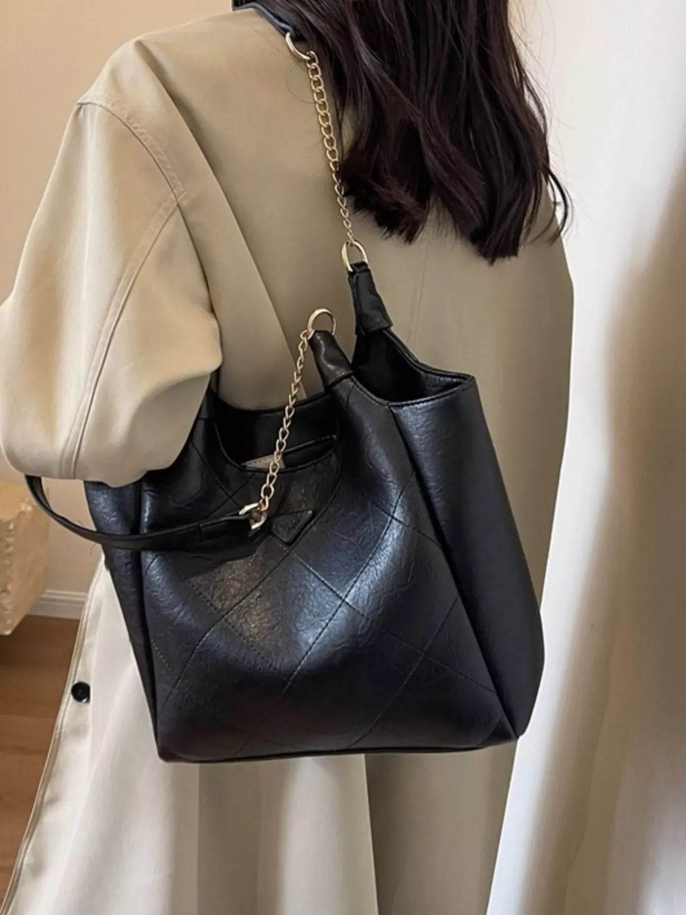 Trendsi Black / ONESIZE PU Leather Shoulder Bag