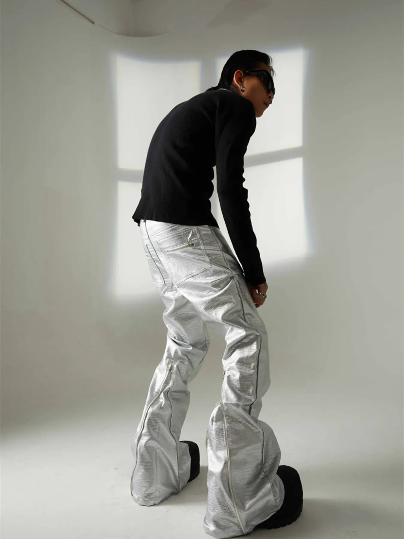 Trendsi Men's Leather Loose Fit Pants