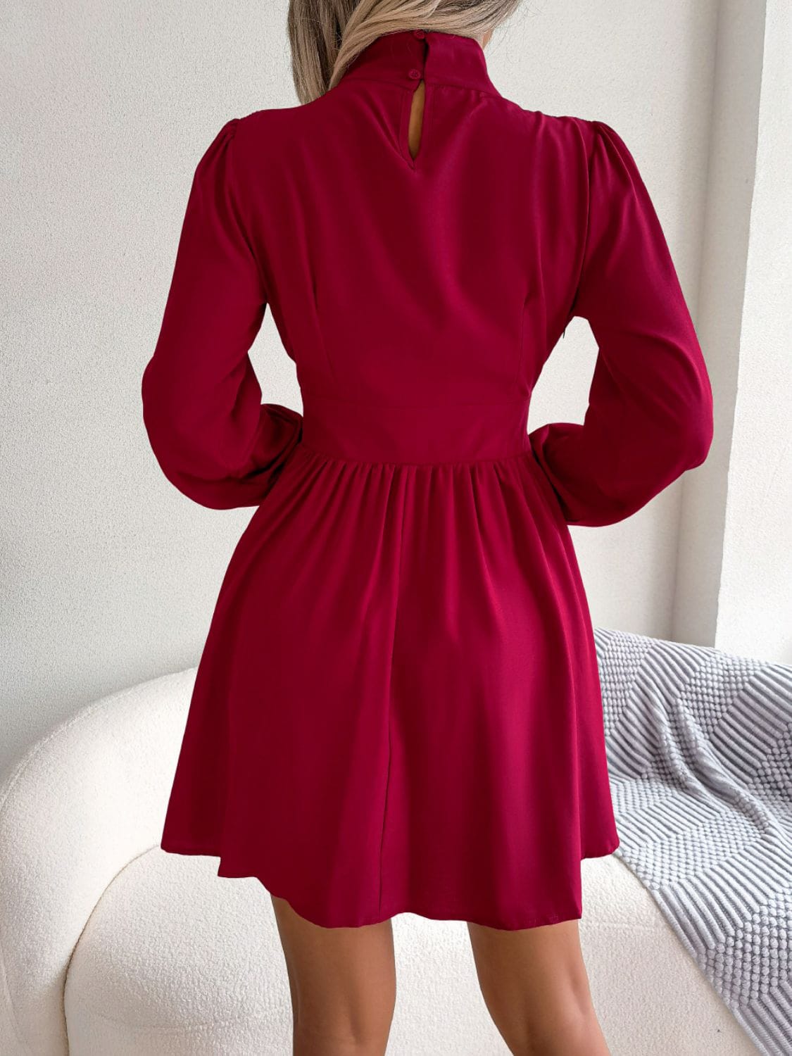 Trendsi Cutout Turtleneck A-Line Mini Dress