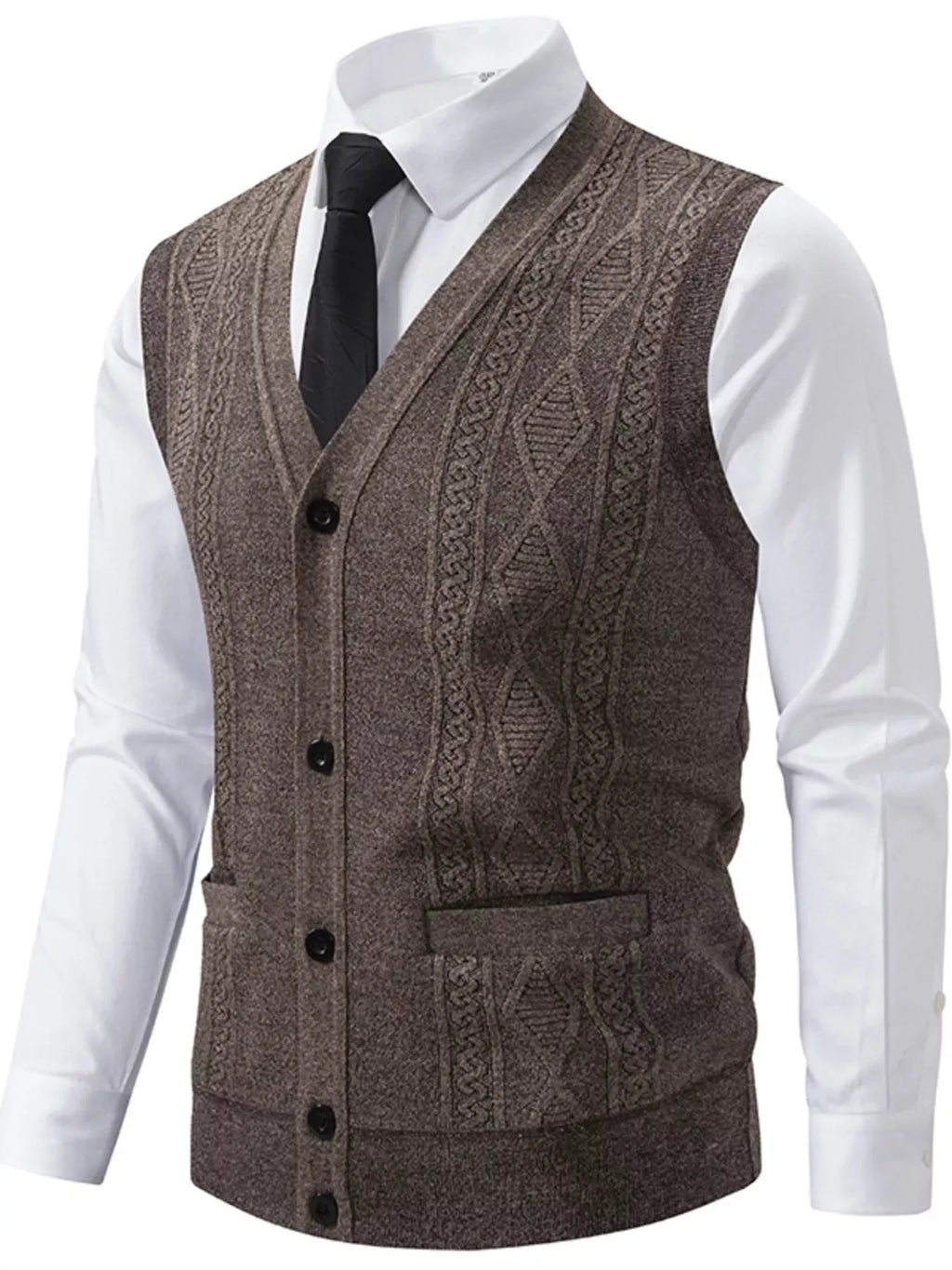 Trendsi Men's Plus Size Button-Down Sweater Vest