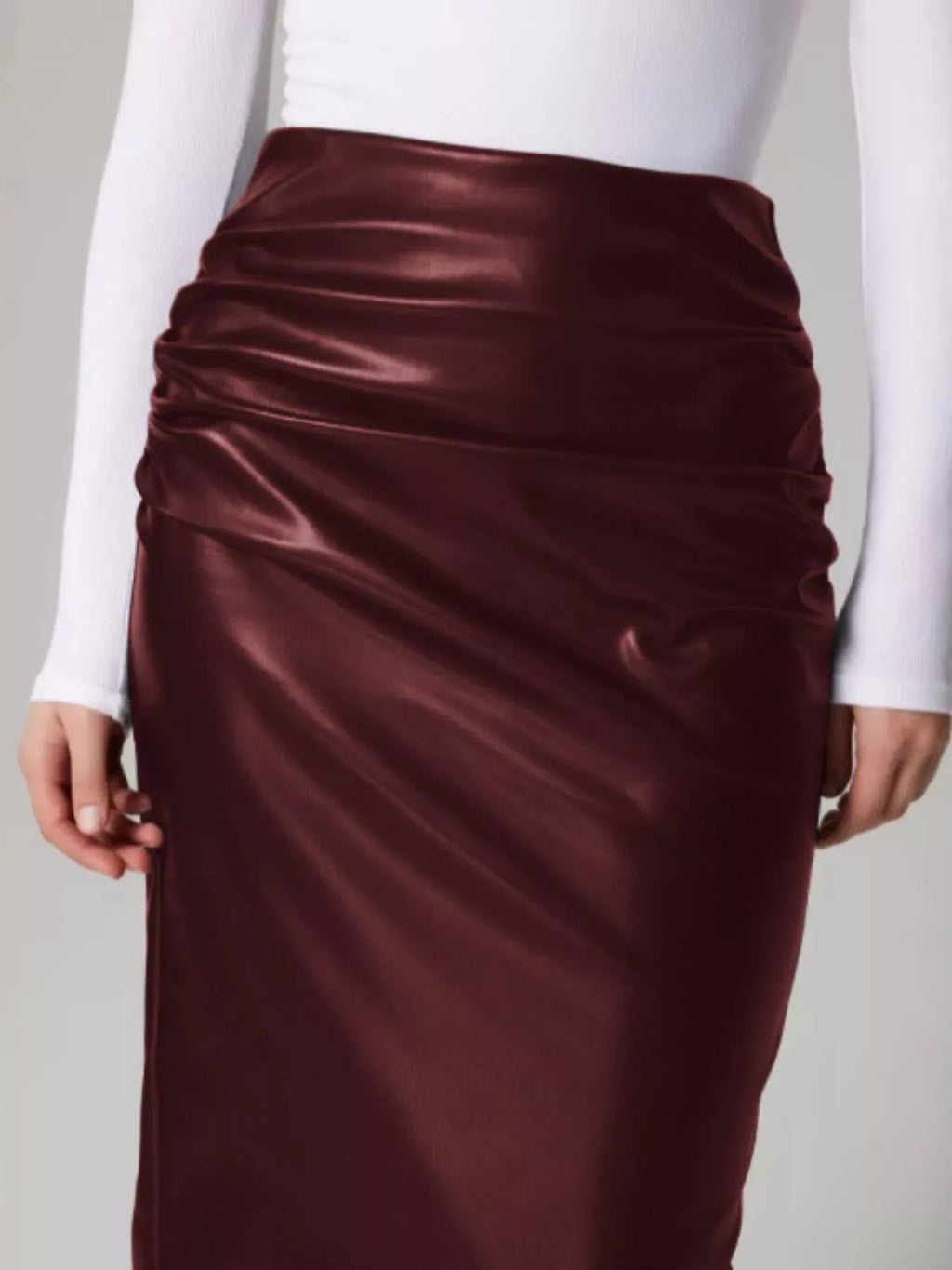 Trendsi Slit Back Leather Skirt