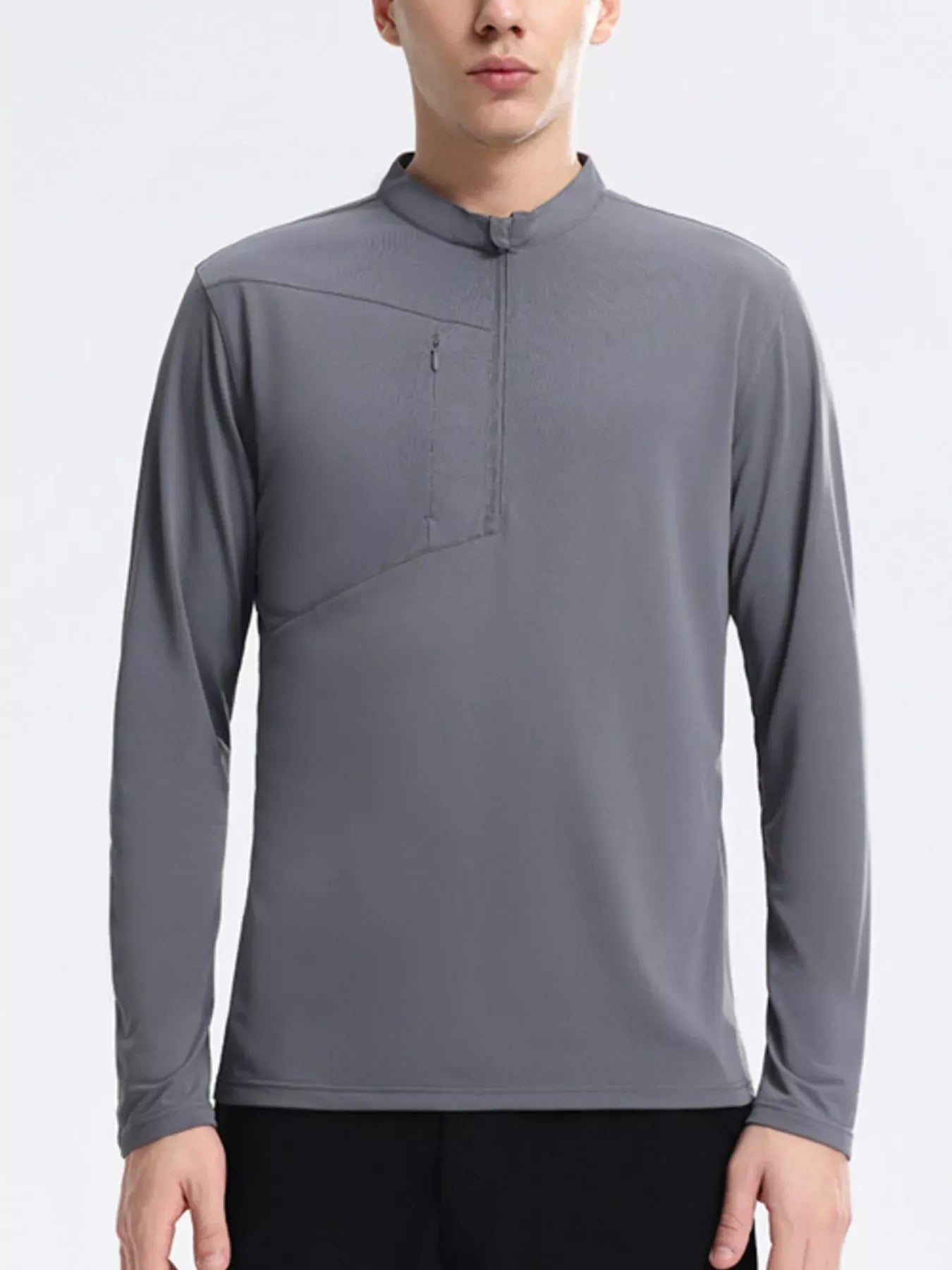 Trendsi Dark Gray / M Men's Plus Size Slim Fit Quarter-Zip Sweatshirt