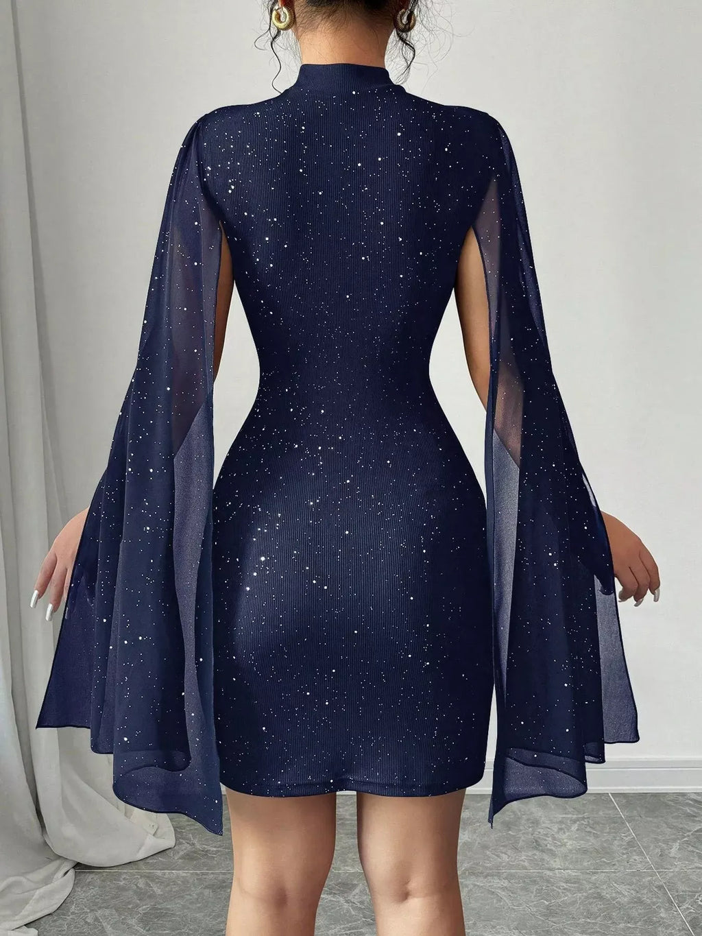 Trendsi Cutout Bodycon Mini Dress with Cape Sleeves