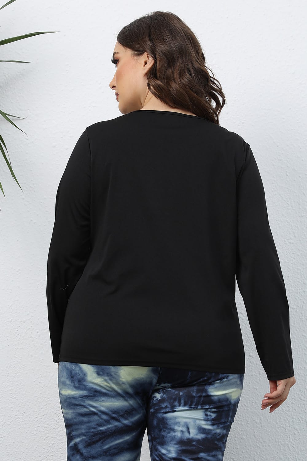 Trendsi Plus Size Cutout Front Long Sleeve T-Shirt