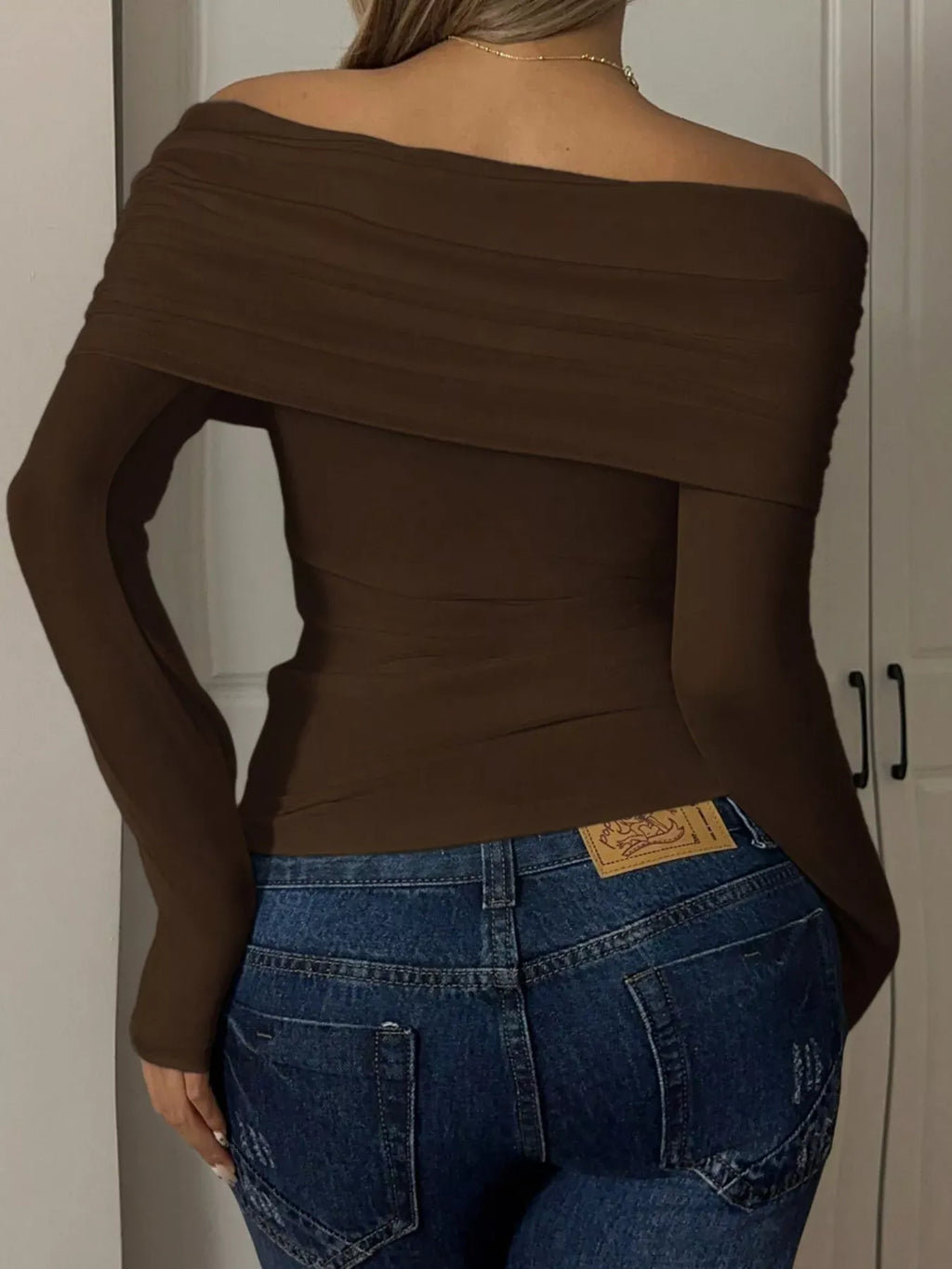 Trendsi Shirt Off-Shoulder Ruched Long Sleeve T-Shirt