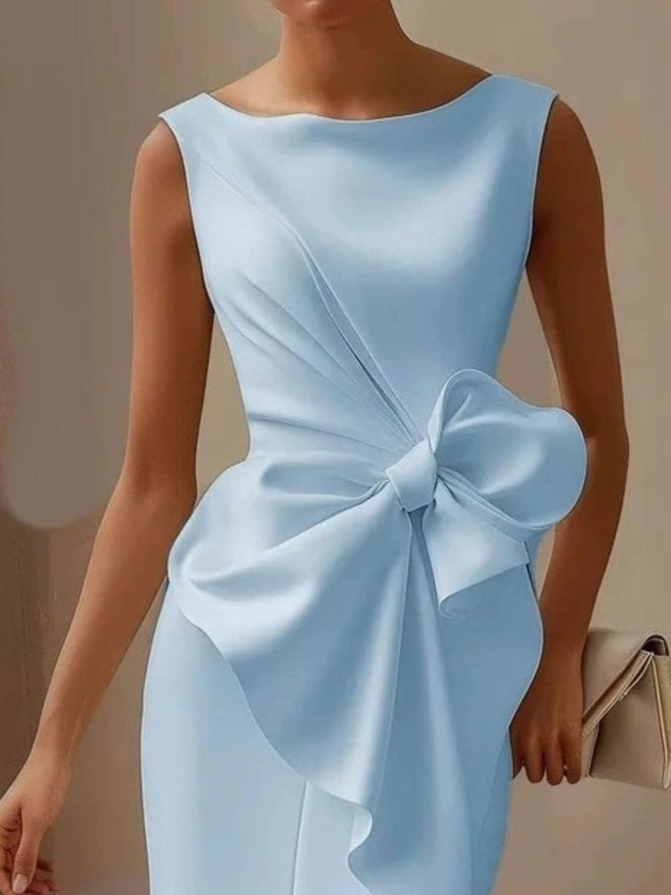 Trendsi dress Full Size Bowknot Front Sleeveless Dress Plus Size