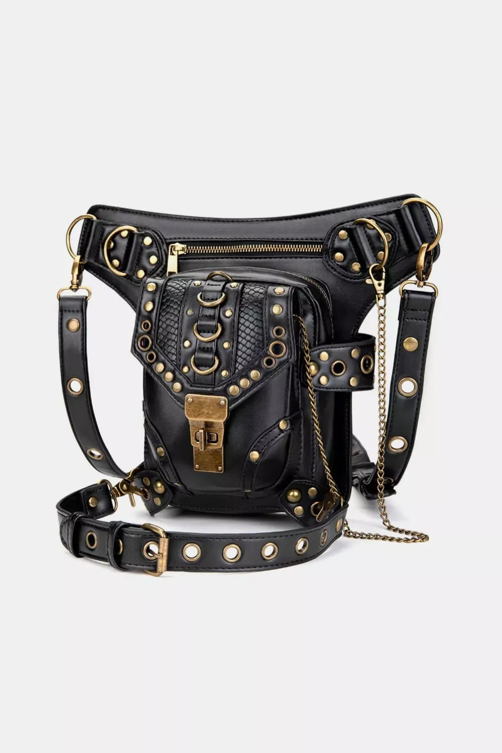 Trendsi bag Black / ONESIZE Steampunk Rivet Decor Multipurpose Crossbody Bag
