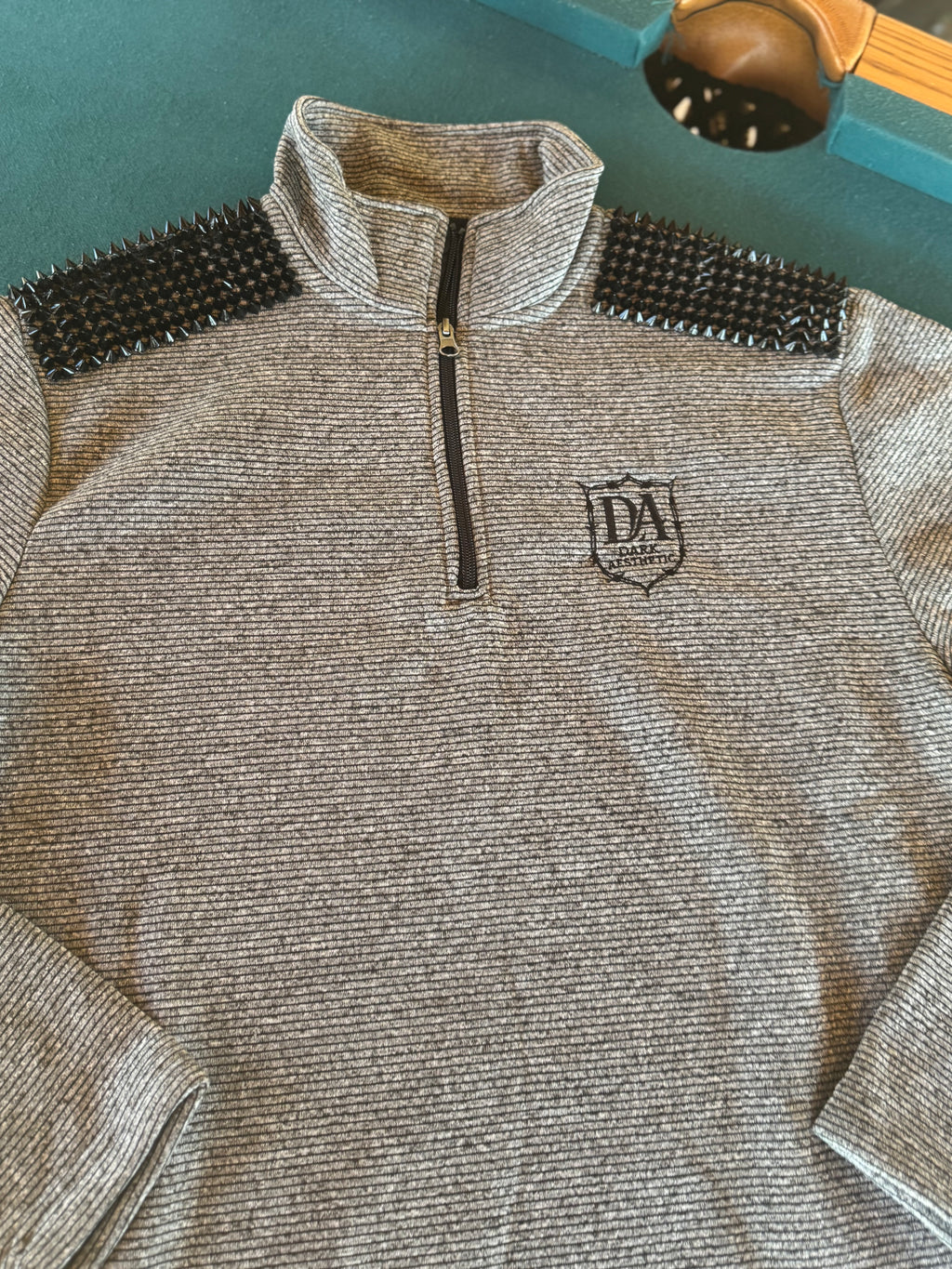 dark aesthetic Obsidian Sentinel quarterzip spike