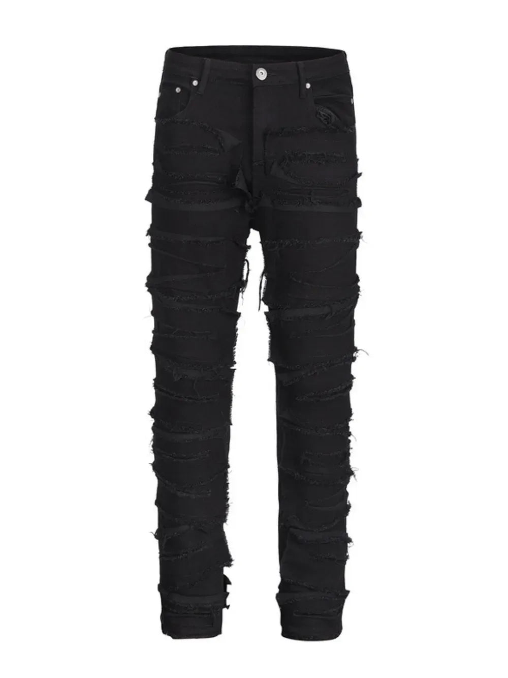 Trendsi Black / S Men's Washed Distressed Panelled Jeans