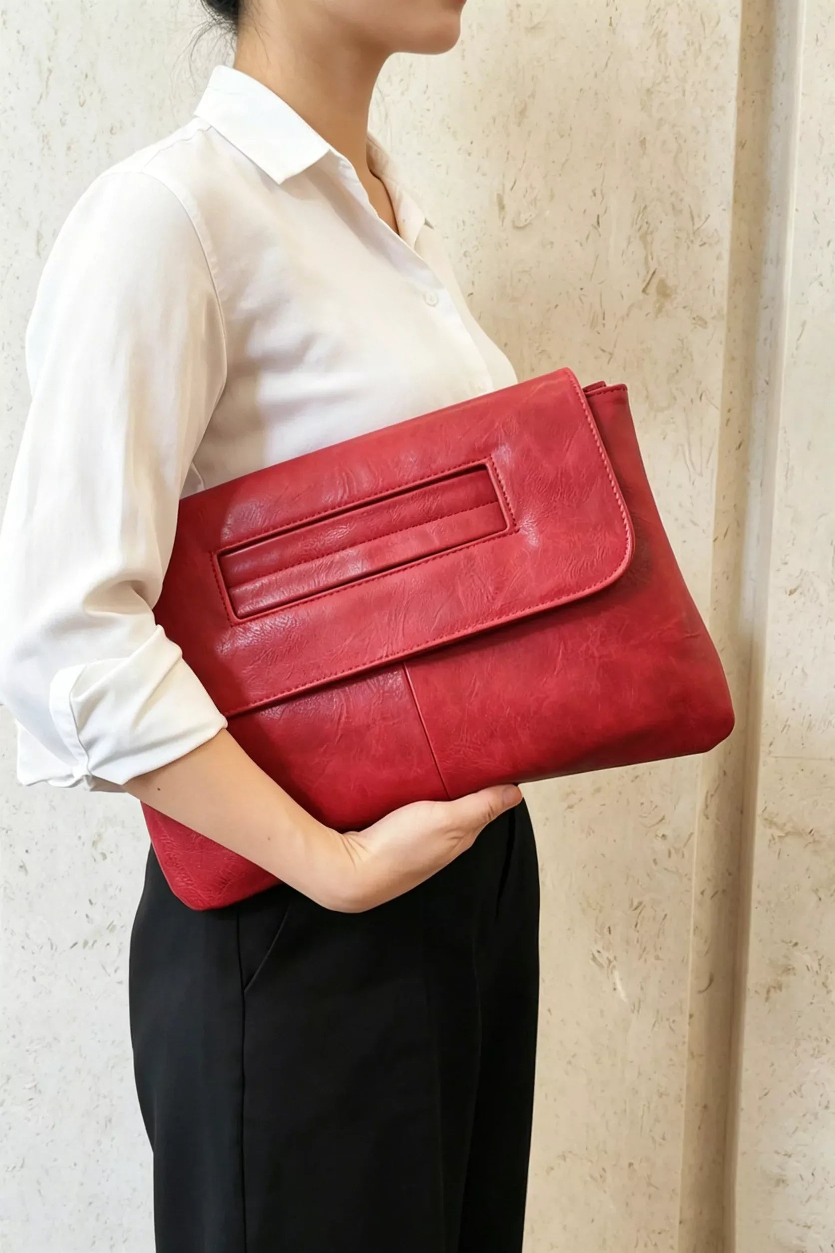 Trendsi Red / One Size Vintage Style Envelope Clutch