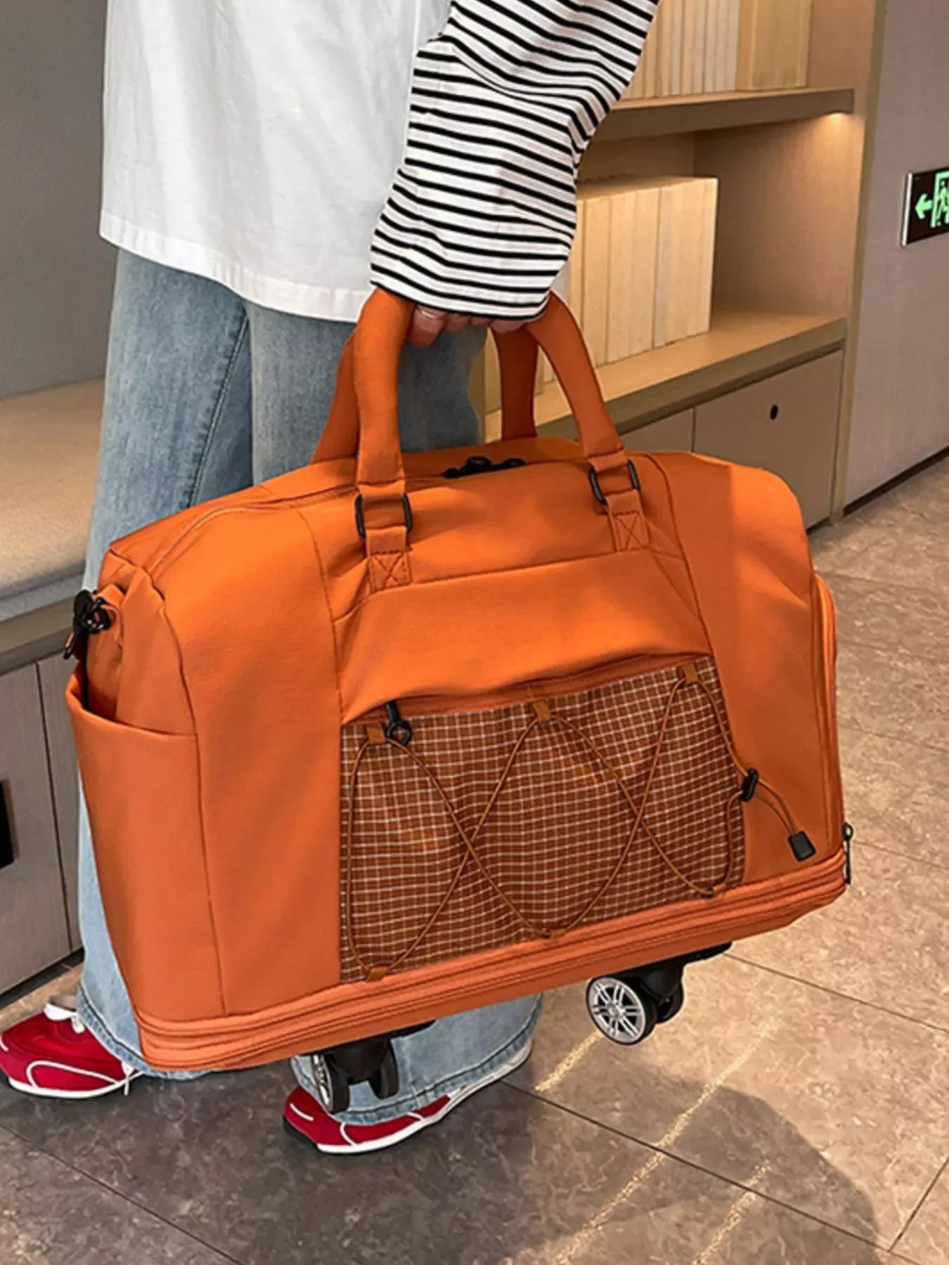 Trendsi Orange / One Size Expandable Rolling Duffel Bag