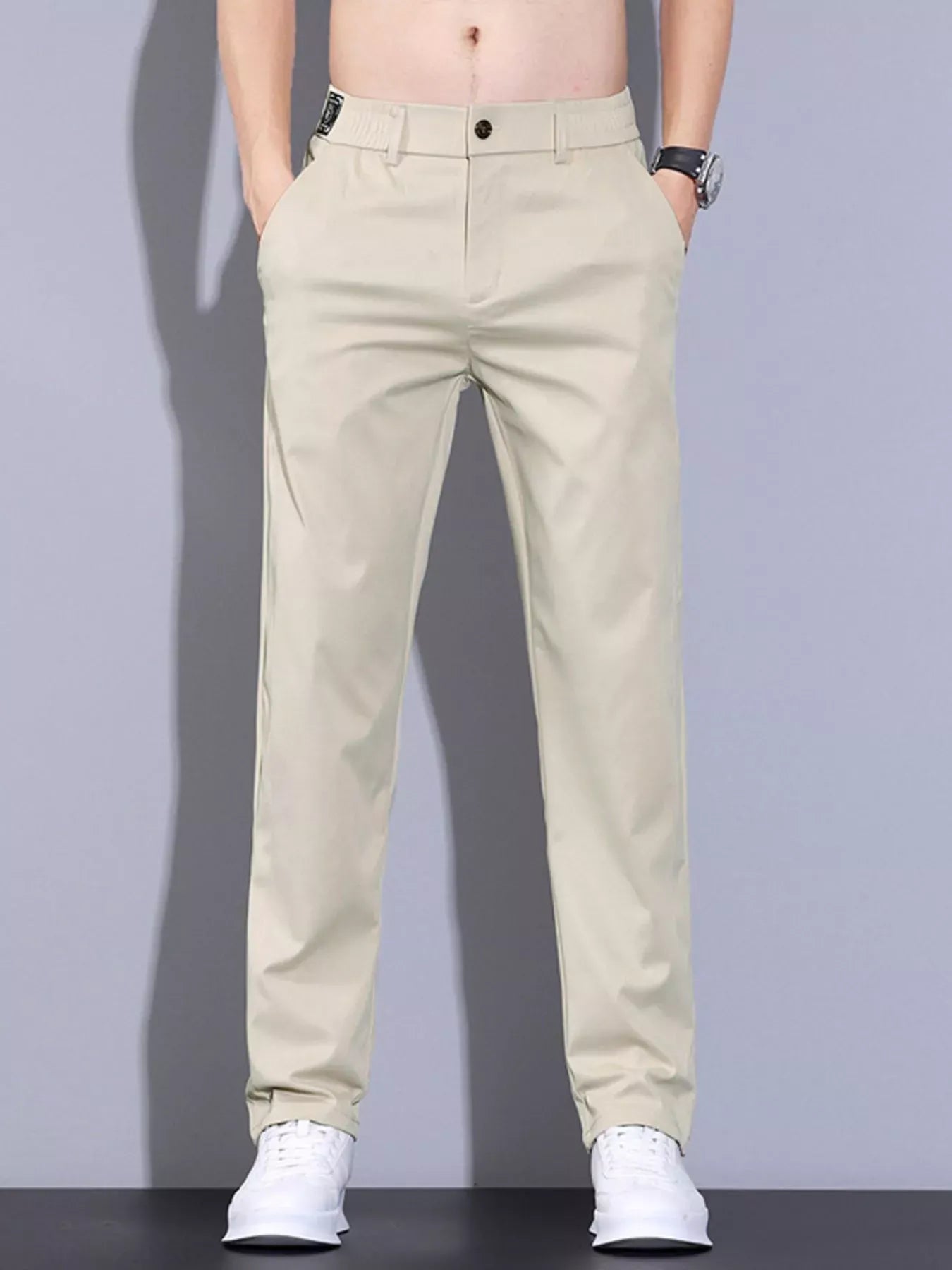 Trendsi Off-white / 28 Men's Loose Fit Pants
