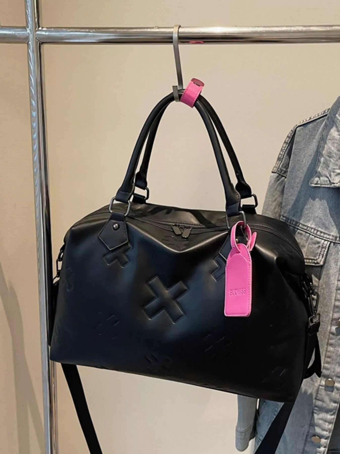Trendsi Black / One Size Embossed Duffle Bag