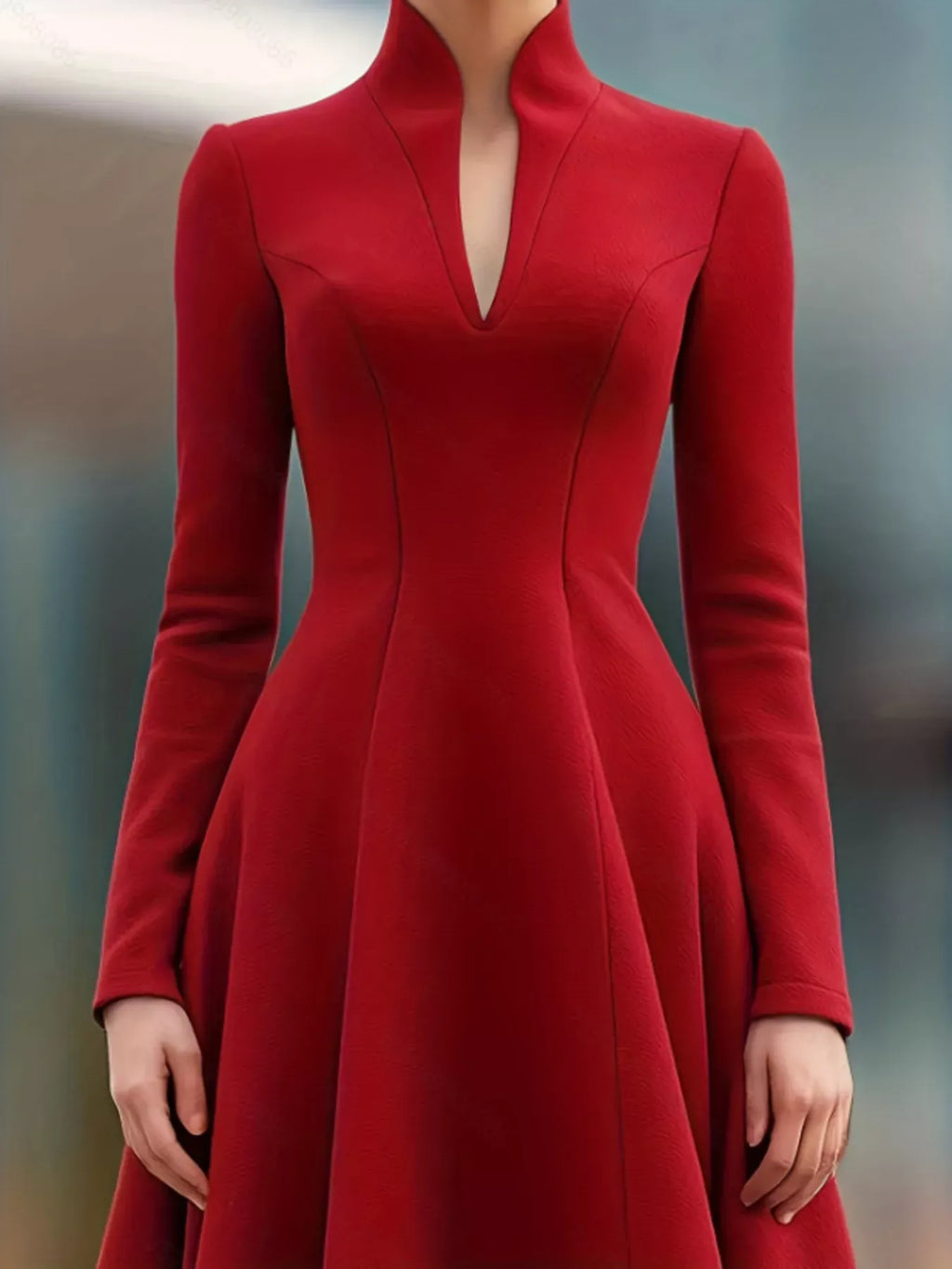 Trendsi Dress High Neck Long Sleeve A-Line Dress