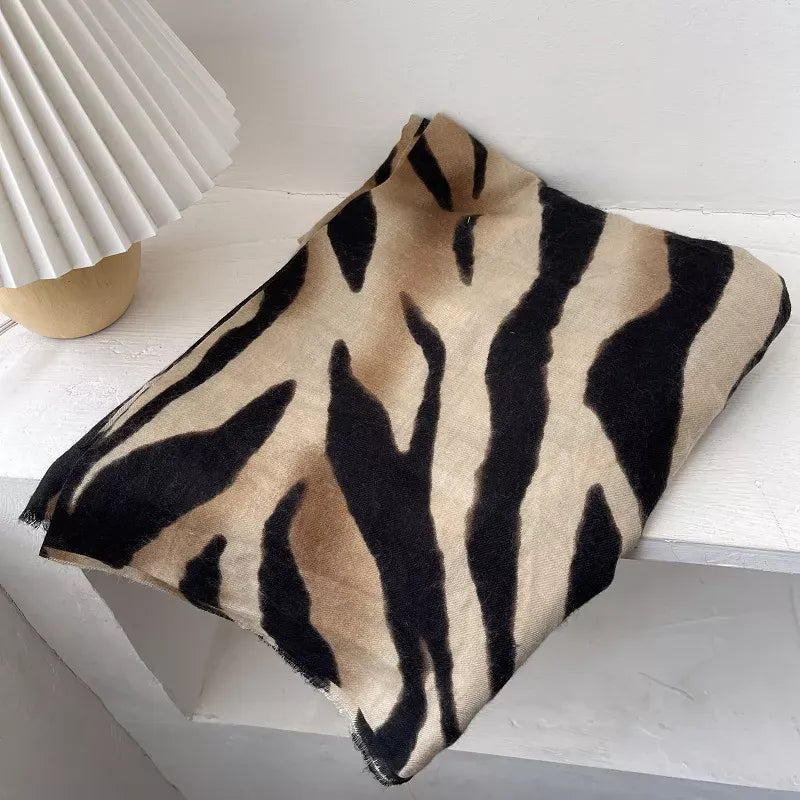 Trendsi Tan / One Size Zebra Print Lightweight Scarf