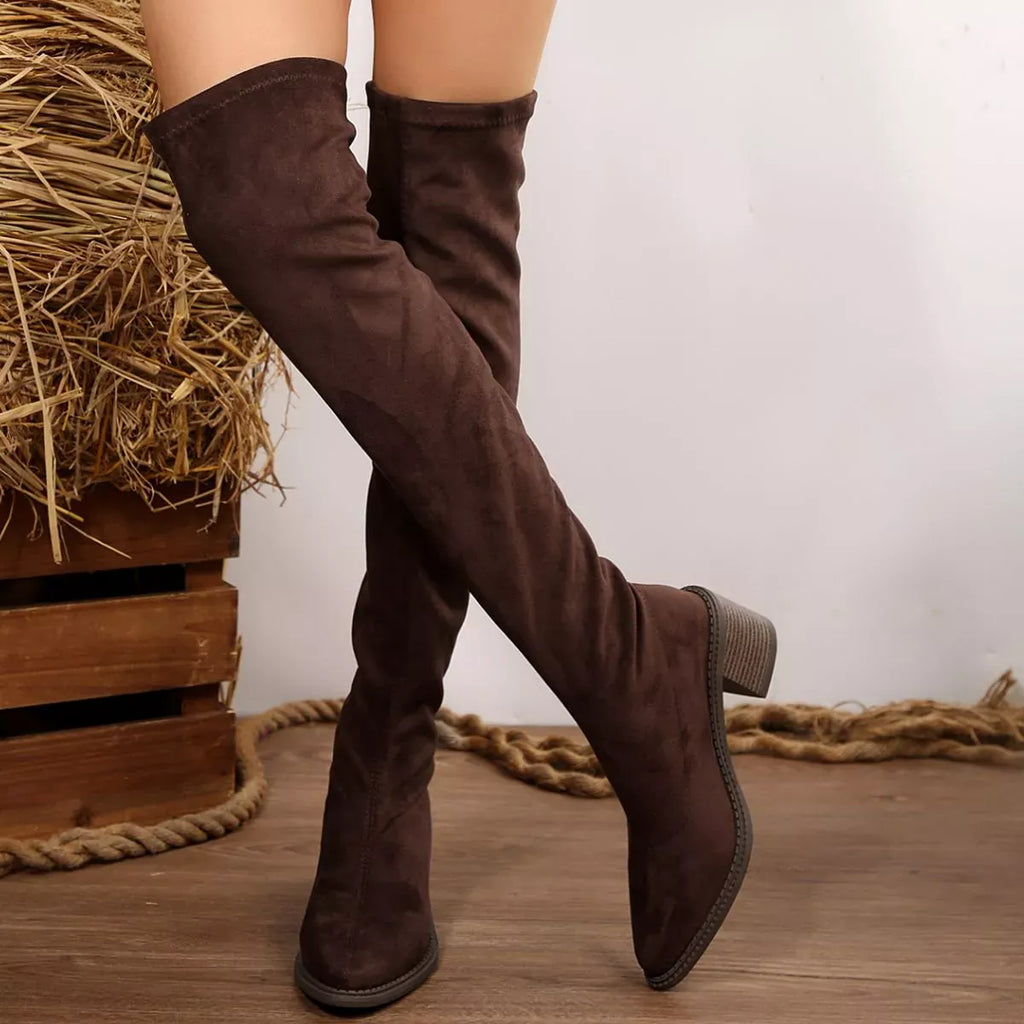 Trendsi Point Toe Block Heels Boots