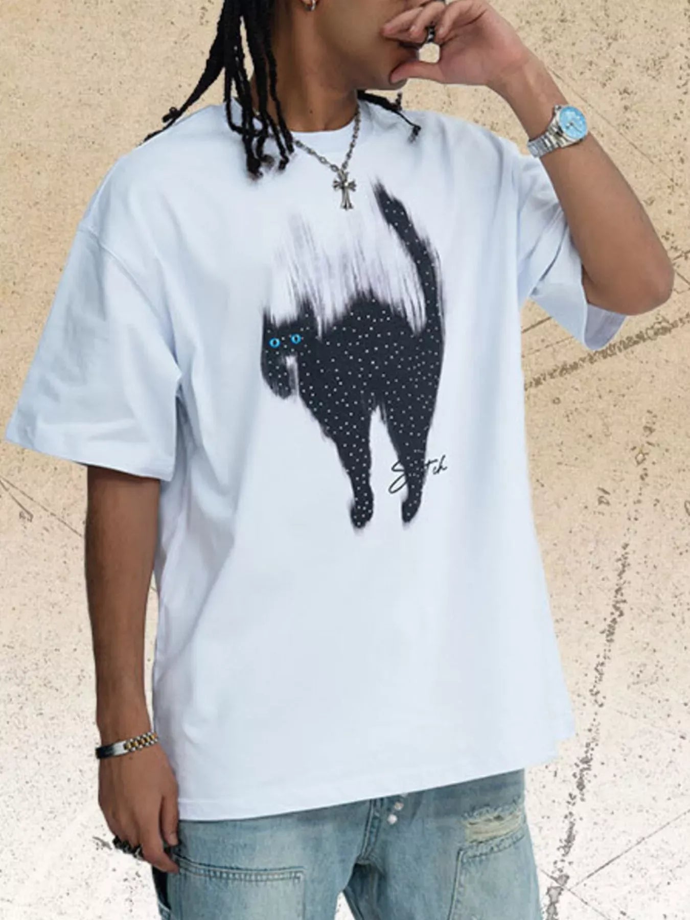 Trendsi Men's Cat Graphic Short Sleeve T-Shirt