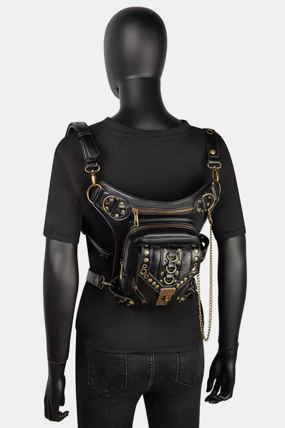 Trendsi bag Black / ONESIZE Steampunk Rivet Decor Multipurpose Crossbody Bag