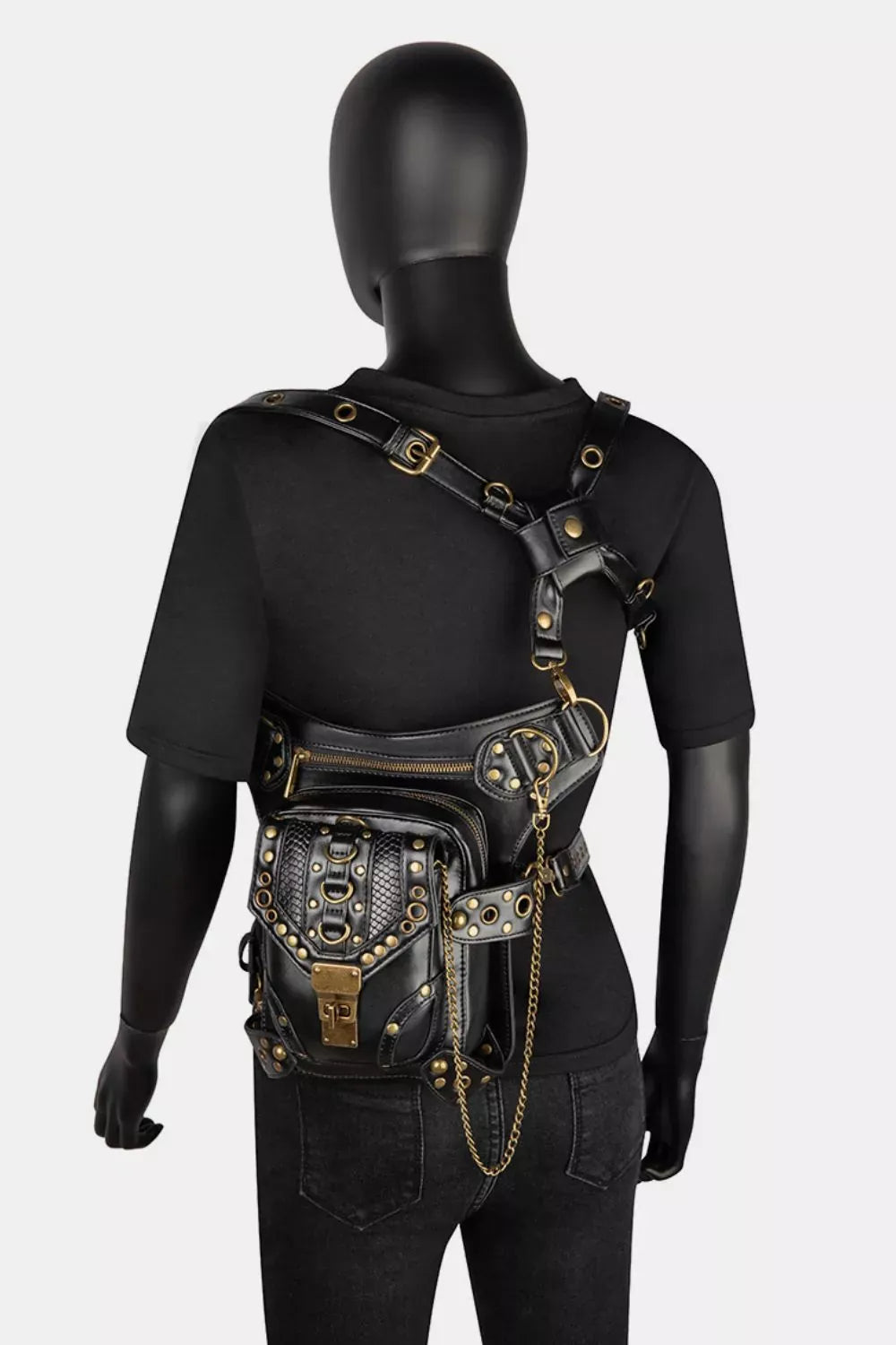 Trendsi bag Black / ONESIZE Steampunk Rivet Decor Multipurpose Crossbody Bag