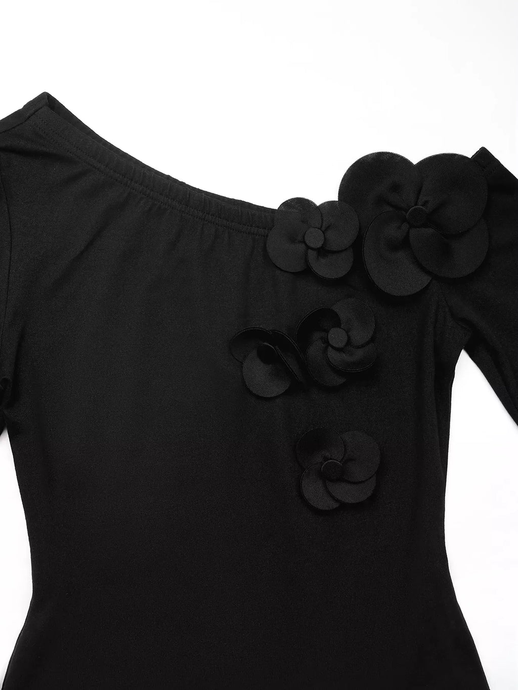 Trendsi Flower One Shoulder Long Sleeve Bodysuit