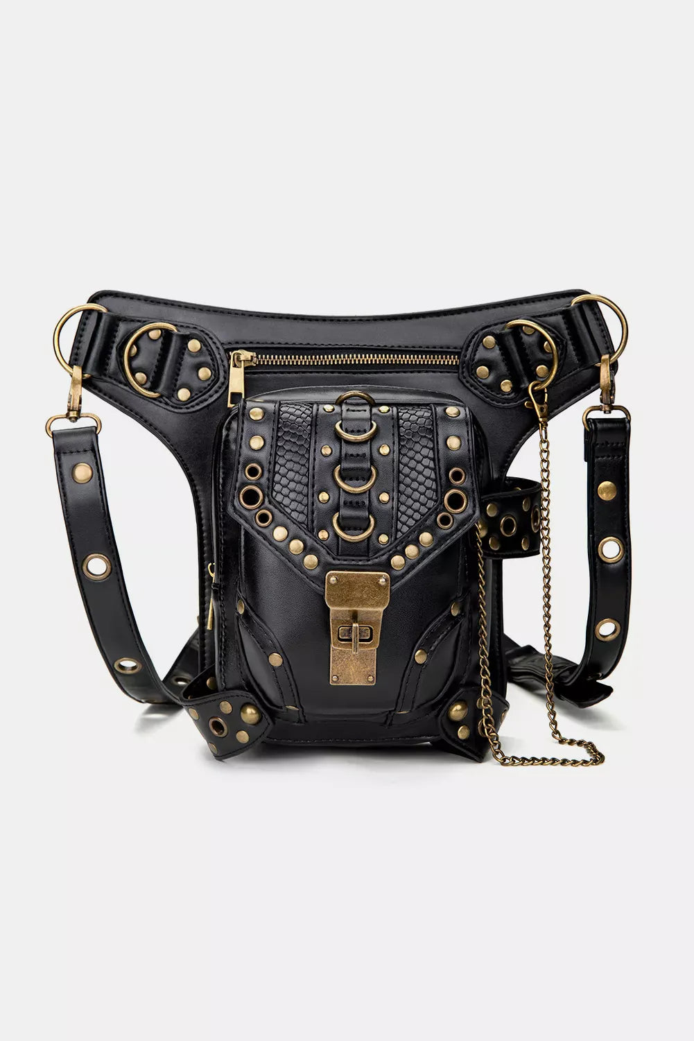 Trendsi bag Black / ONESIZE Steampunk Rivet Decor Multipurpose Crossbody Bag