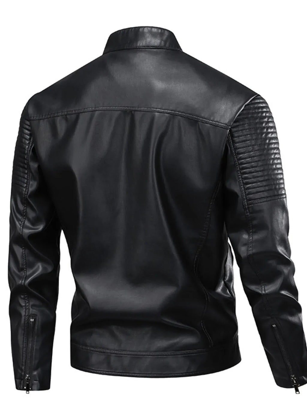 Trendsi Men's Full Size Zip Up Leather Motorcycle Jacket Plus Size