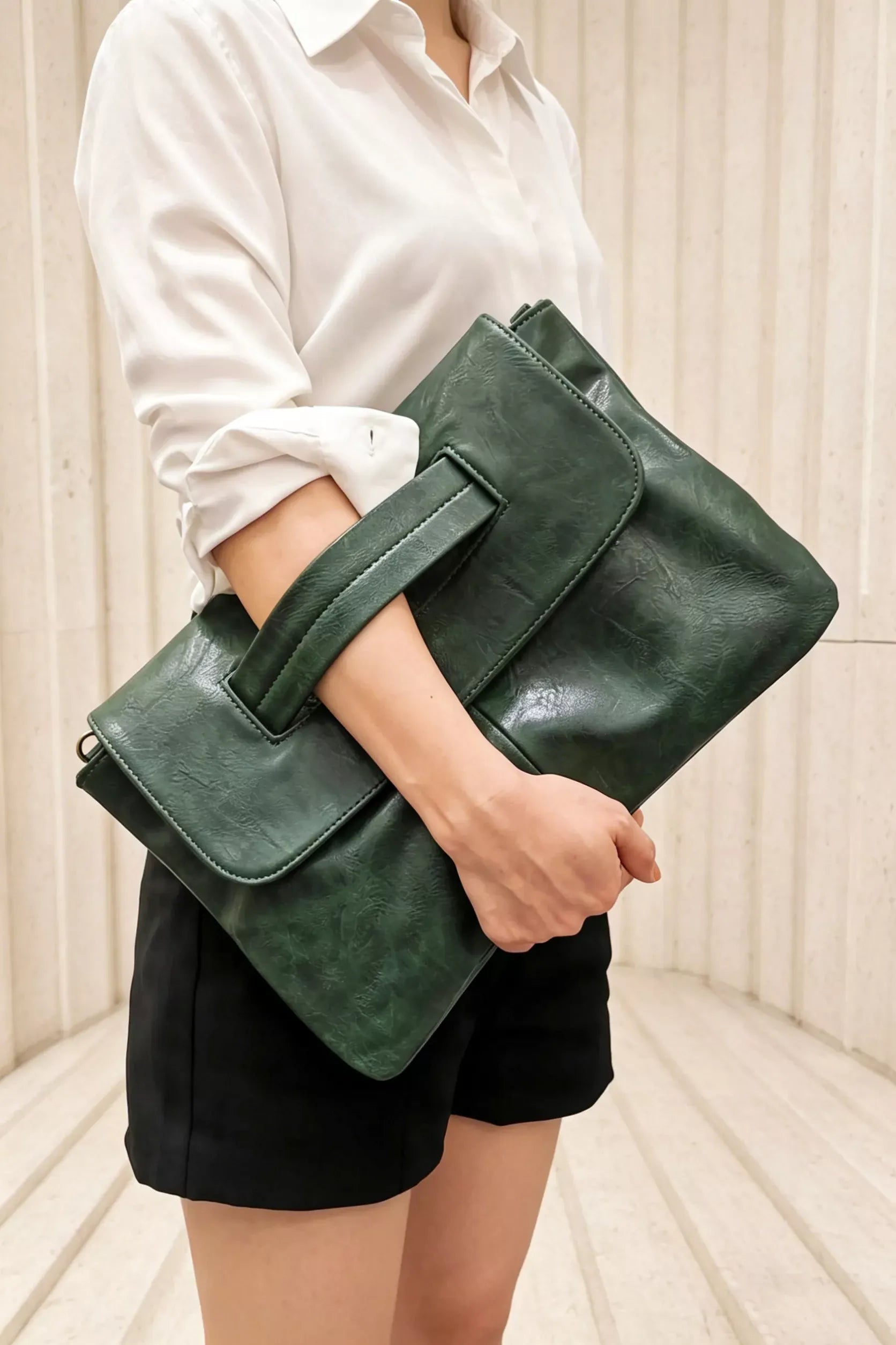 Trendsi Green / One Size Vintage Style Envelope Clutch
