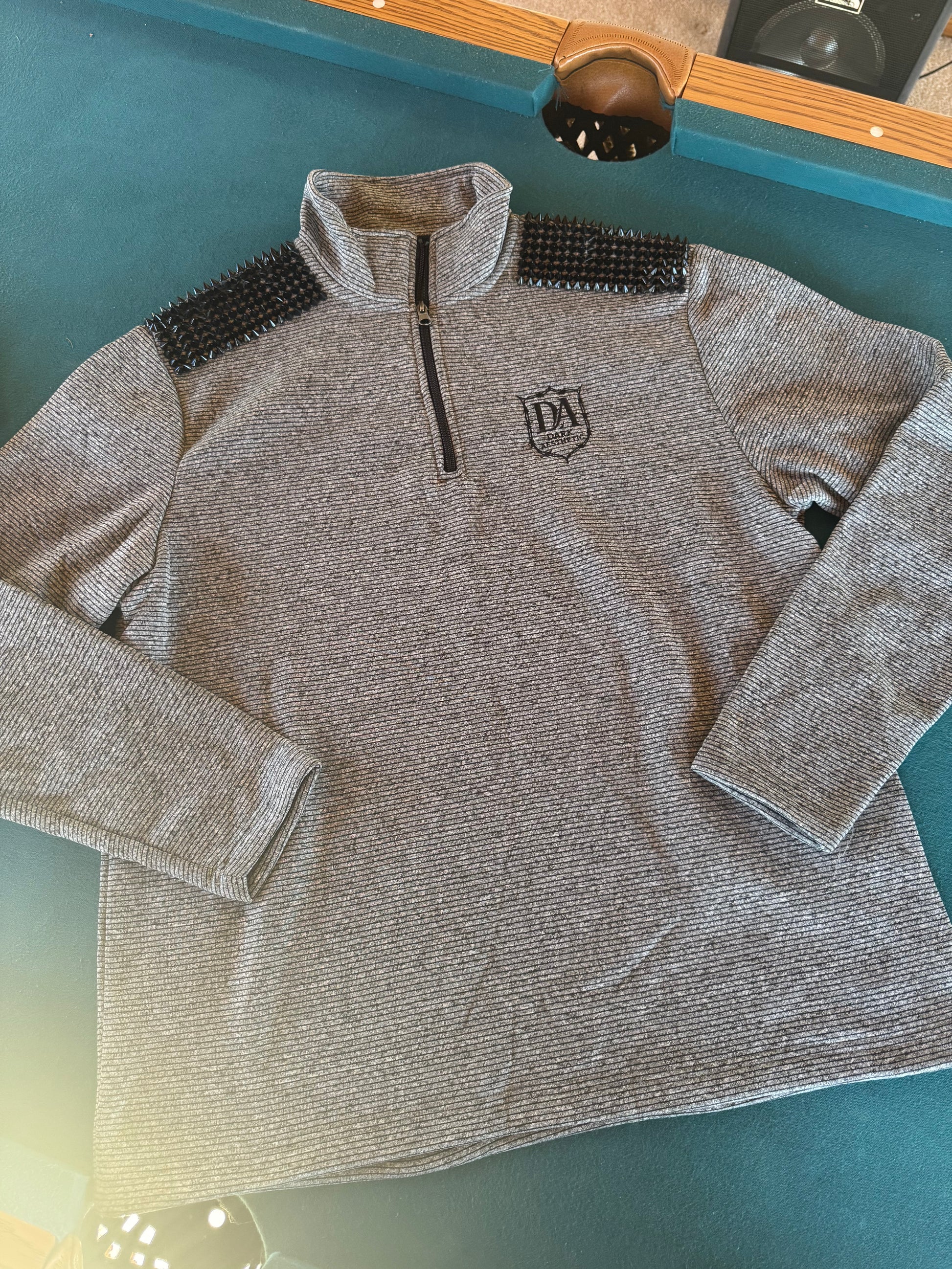 dark aesthetic Obsidian Sentinel quarterzip spike