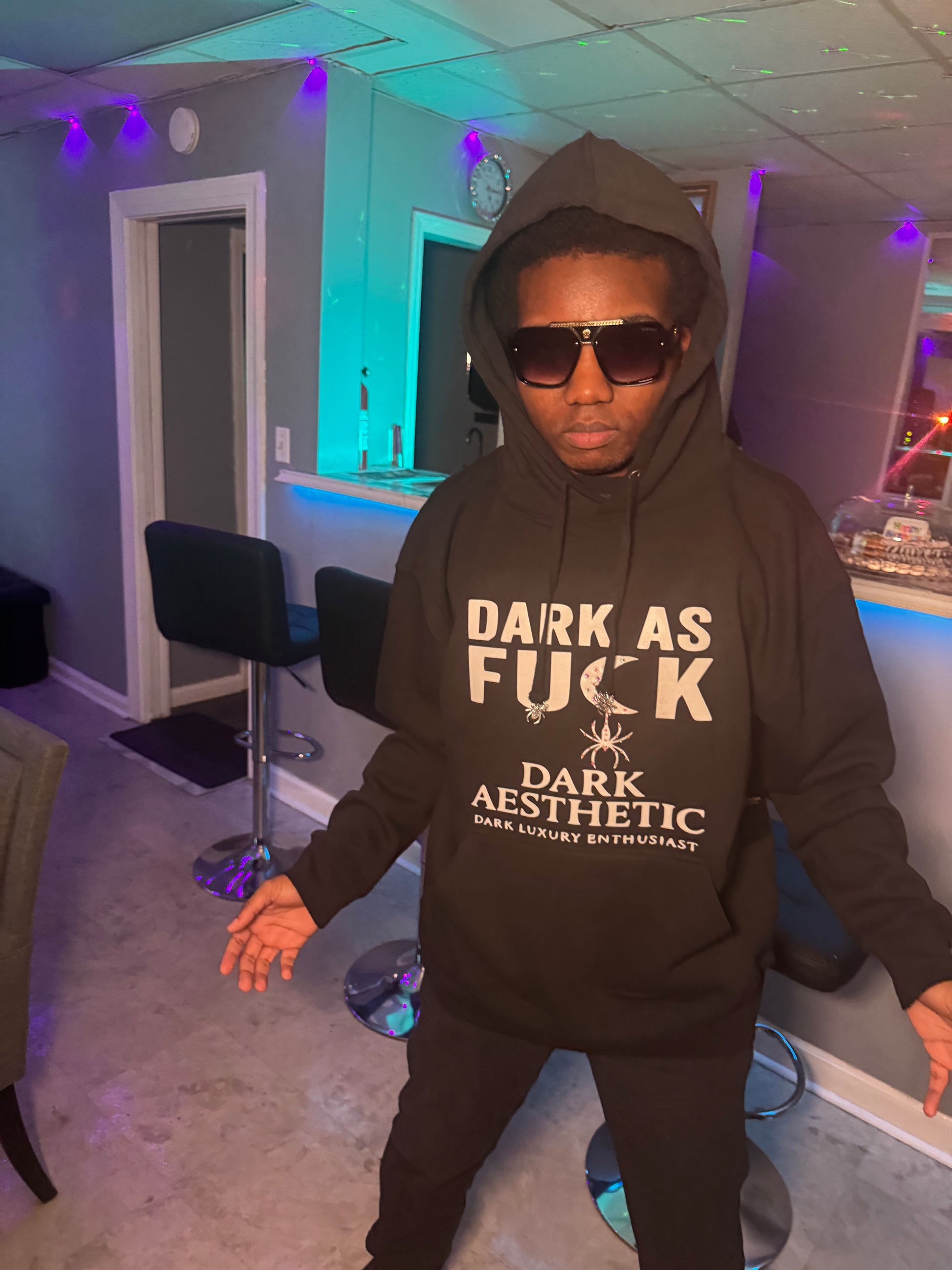 Dark As F*ck Glow-in-the-Dark Custom Hoodie | Crystal Spider Luxe Edition | Dark Aesthetic™