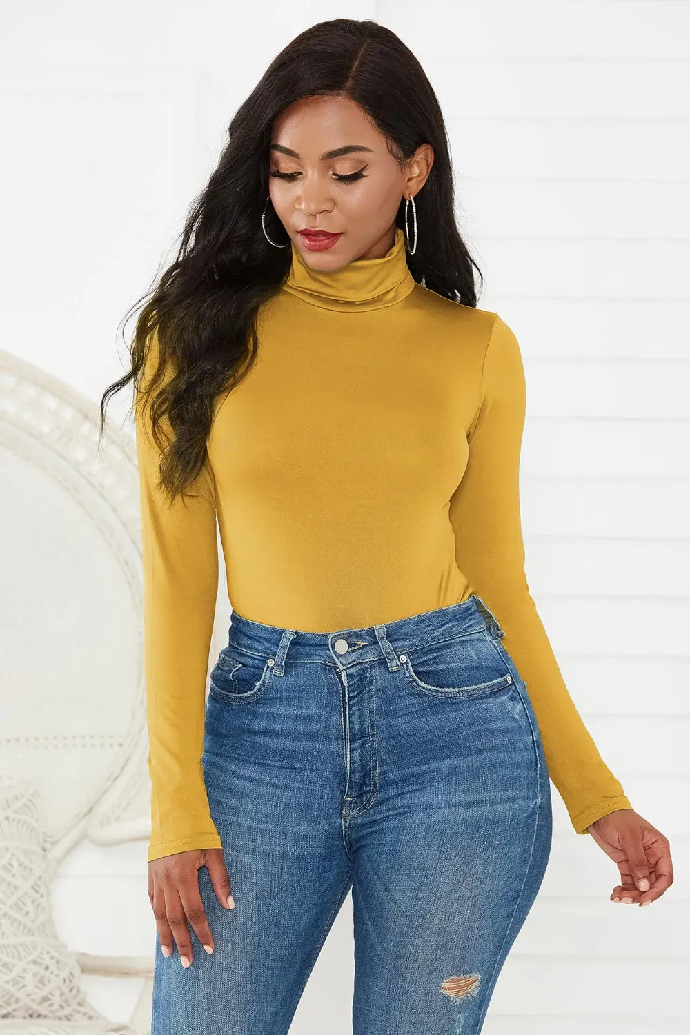 Trendsi Top Turtleneck Long Sleeve Bodysuit