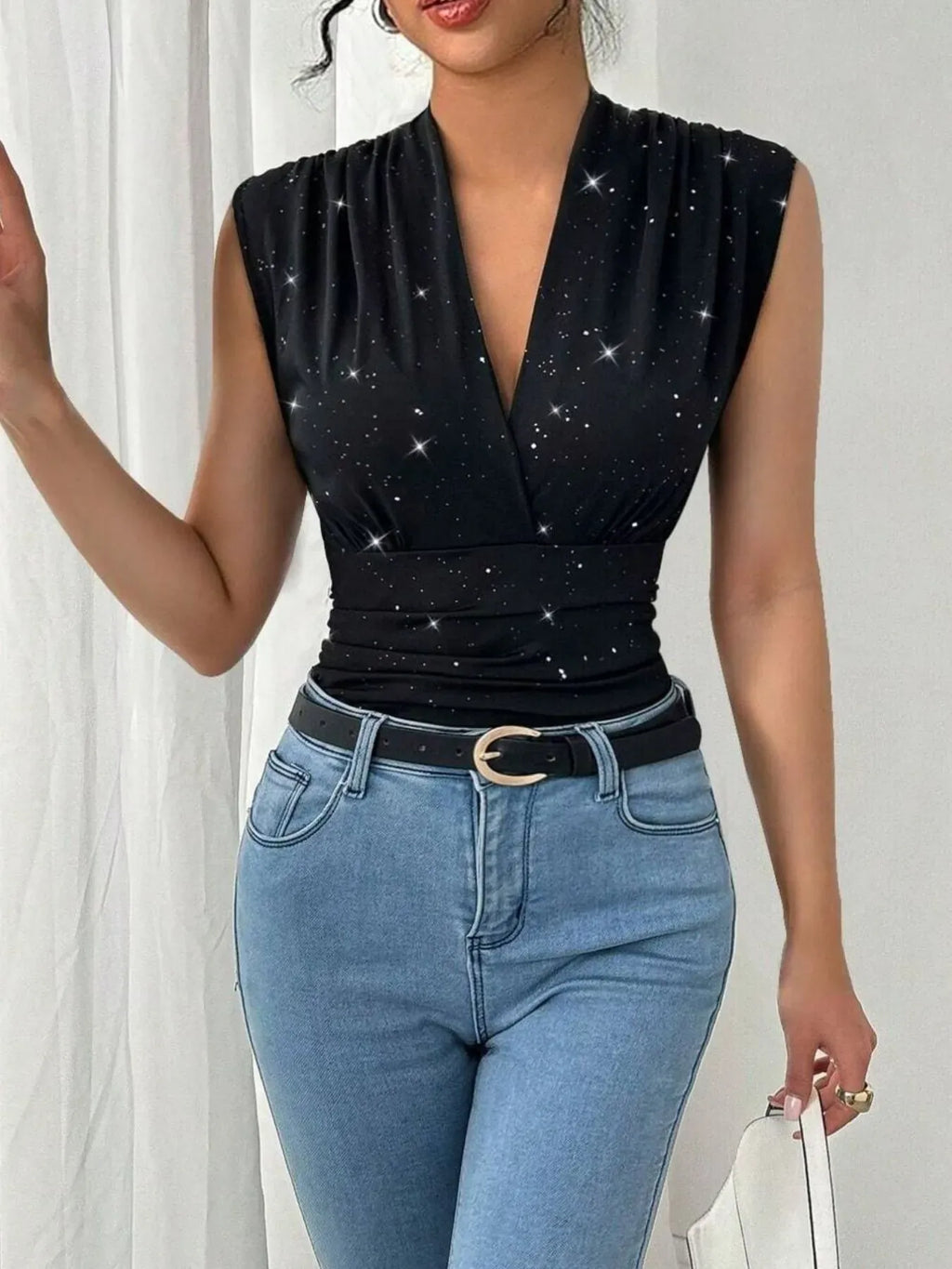 Trendsi Surplice Sleeveless Slim Blouse